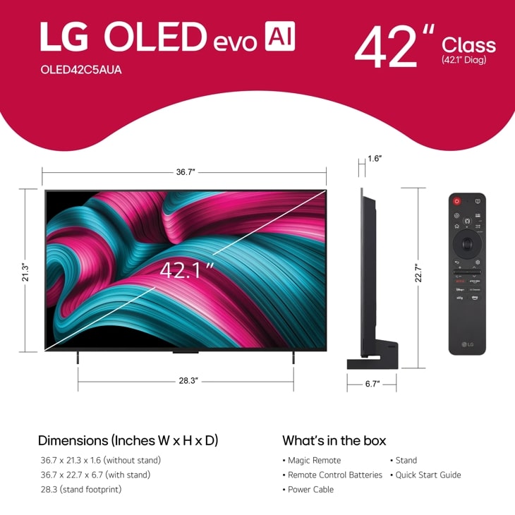 42 Inch Class LG OLED evo AI C5A 4K Smart TV 2025
