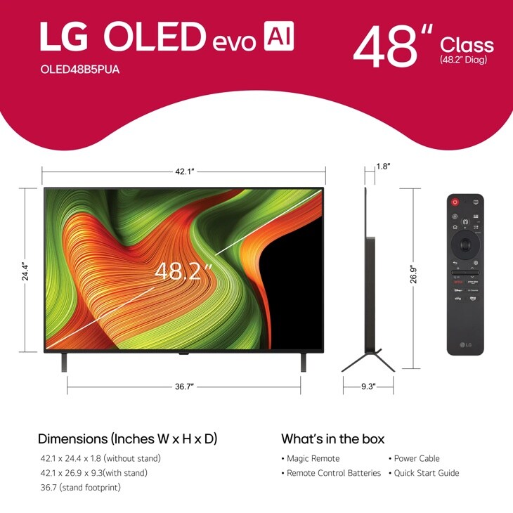 48 Inch Class LG OLED AI B5 4K Smart TV 2025