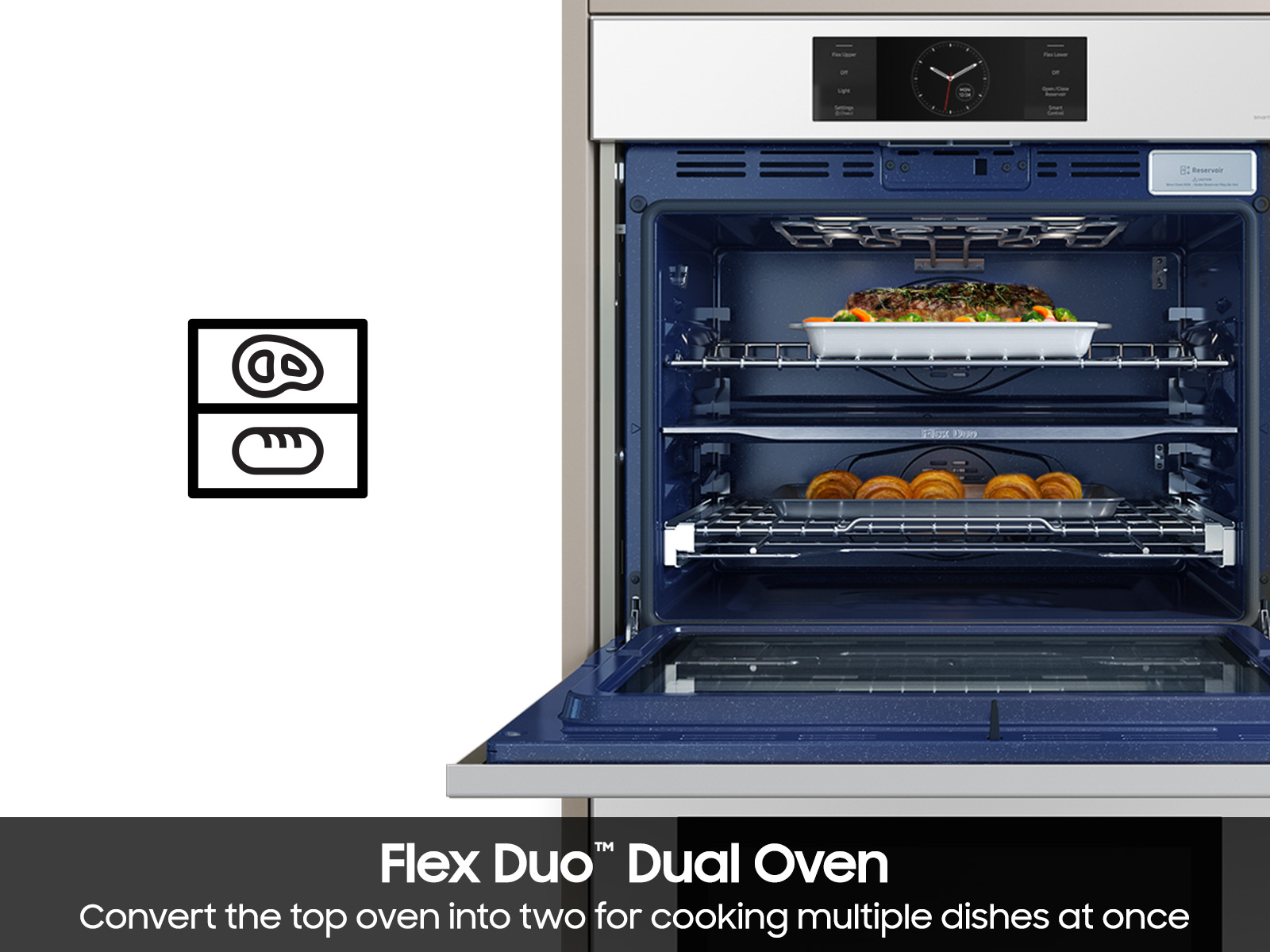 Model: NV51CB700D12 | Samsung  Bespoke 30" White Glass Double Wall Oven with AI Pro Cooking™ Camera