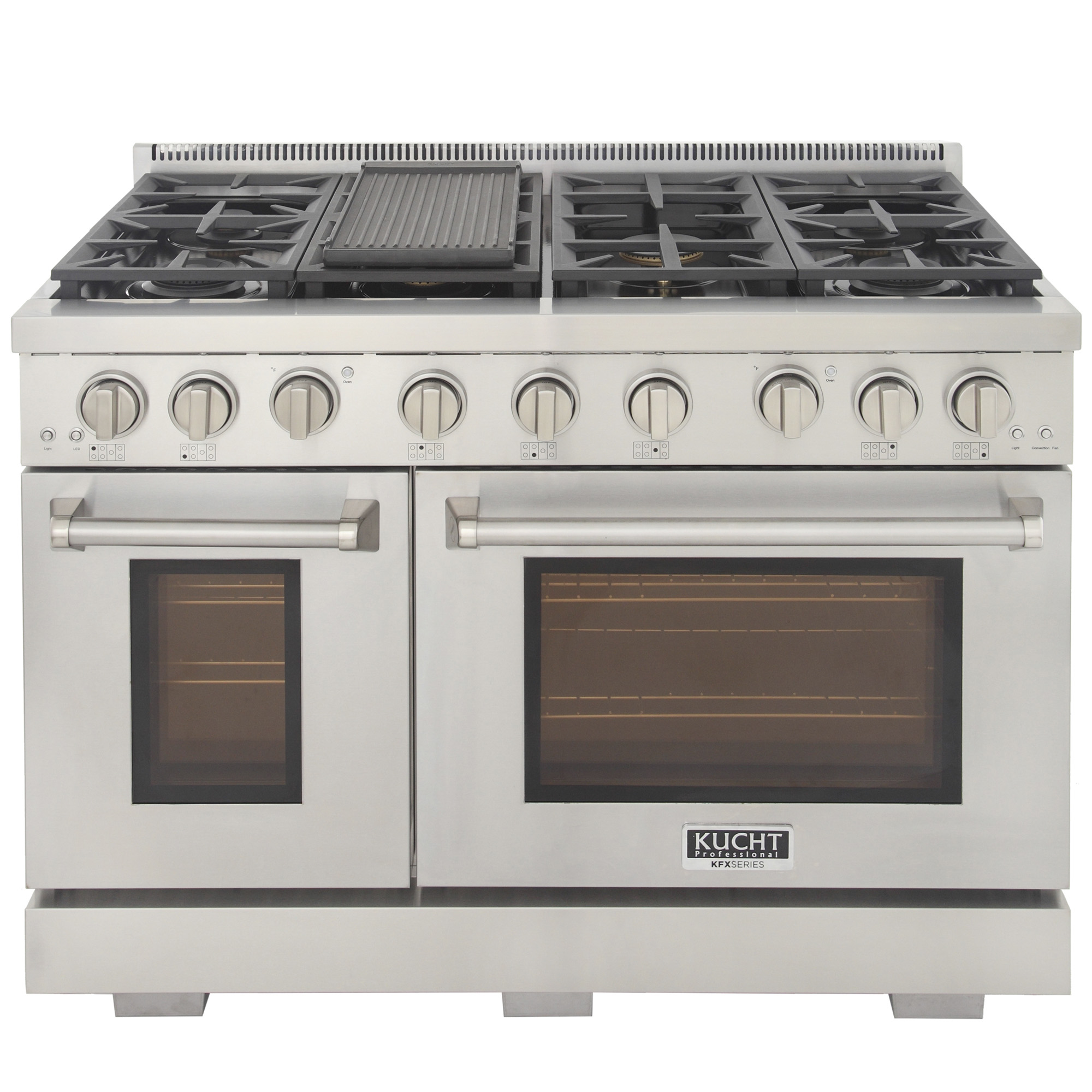 Kucht KUCHT Professional 48 in. 6.7 cu. ft. Propane Gas Range Two Ovens - One Convection - in Stainless Steel with True Simmer Burners