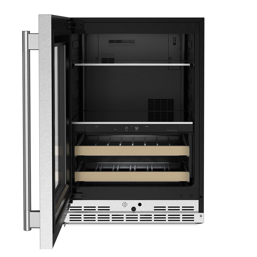 KitchenAid 24" Beverage Center with Glass Door and Wood-Front Racks