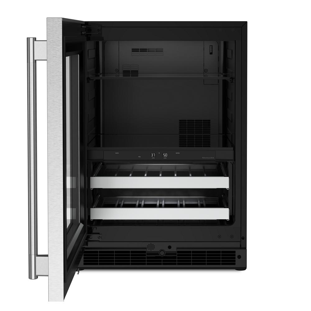KitchenAid 24" Beverage Center with Glass Door and Metal-Front Racks