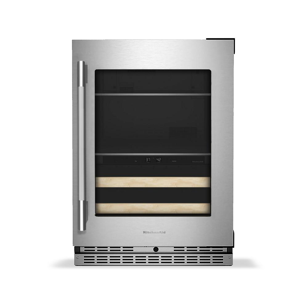 KitchenAid 24" Beverage Center with Glass Door and Wood-Front Racks