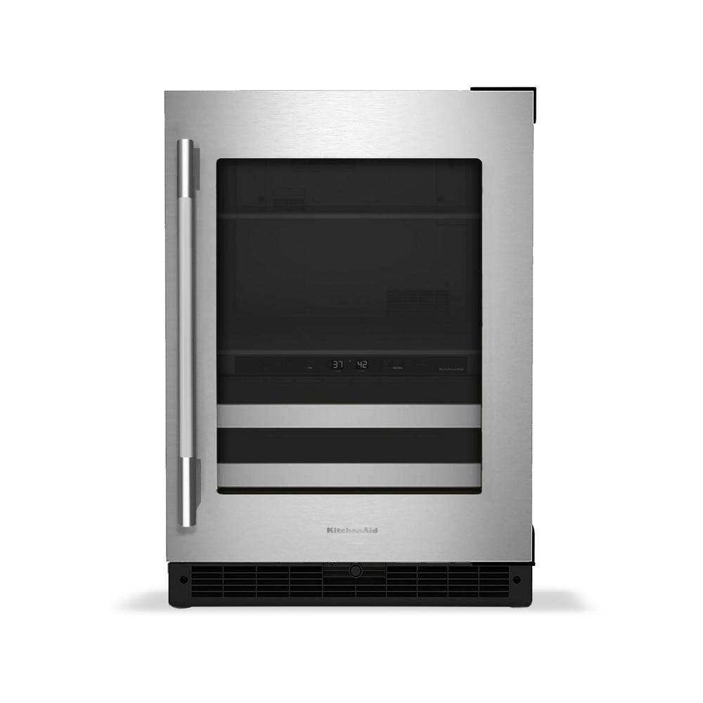 KitchenAid 24" Beverage Center with Glass Door and Metal-Front Racks