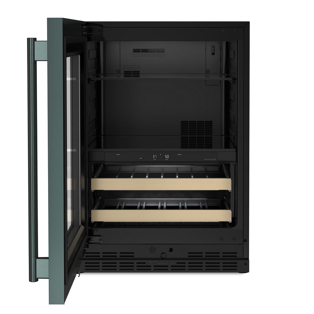 KitchenAid 24" Beverage Center with Glass Door and Wood-Front Racks