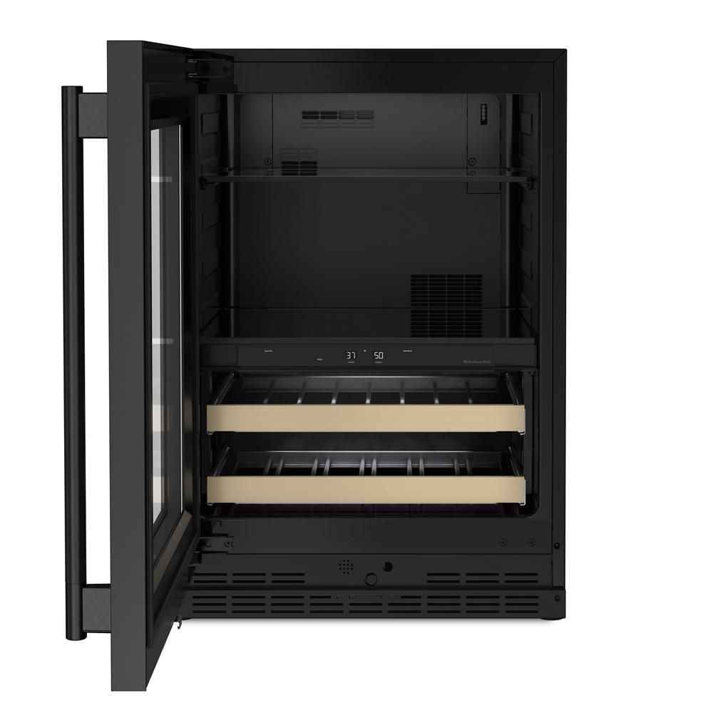 KitchenAid 24" Beverage Center with Glass Door and Wood-Front Racks