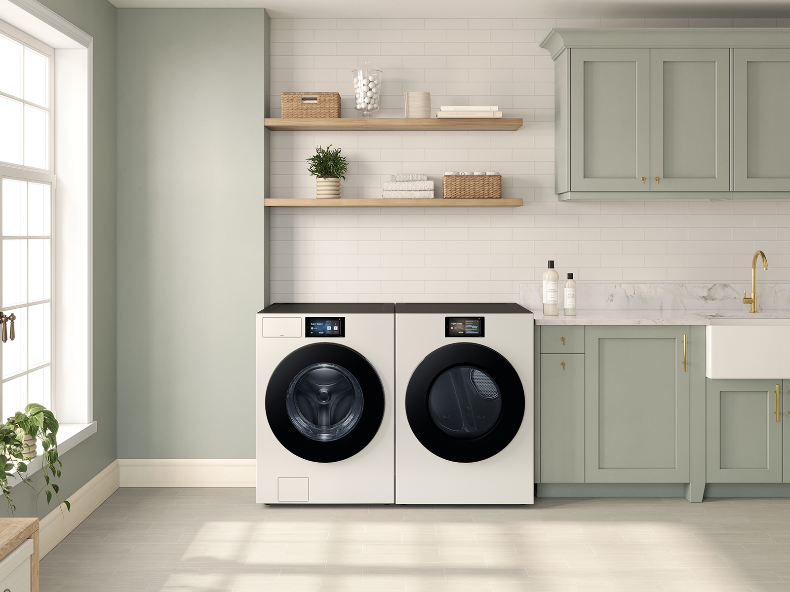 Model: WF90F53ADY | Samsung 5.3 cu. ft. Bespoke AI Ultra Capacity Front Load Washer with AI Home and AI OptiWash+ in Ivory