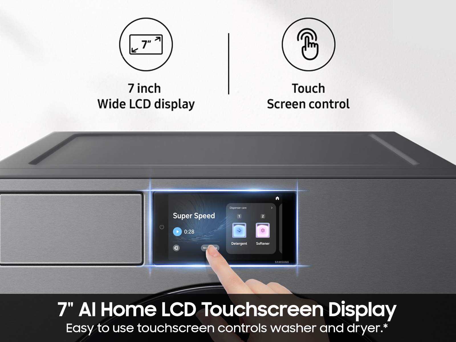 Model: WF90F53ADS | Samsung 5.3 cu. ft. Bespoke AI Ultra Capacity Front Load Washer with AI Home and AI OptiWash+ in Dark Steel