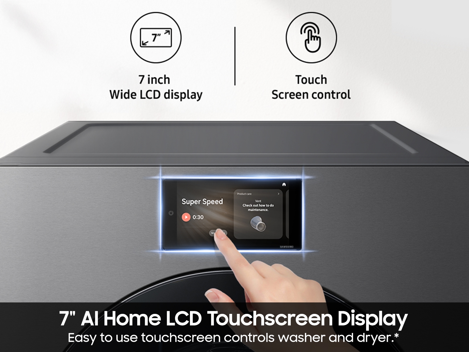 Model: DV90F53AGS | Samsung 7.6 cu. ft. Bespoke AI Ultra Capacity Front Load Gas Dryer with AI Home and AI OptiDry+ in Dark Steel