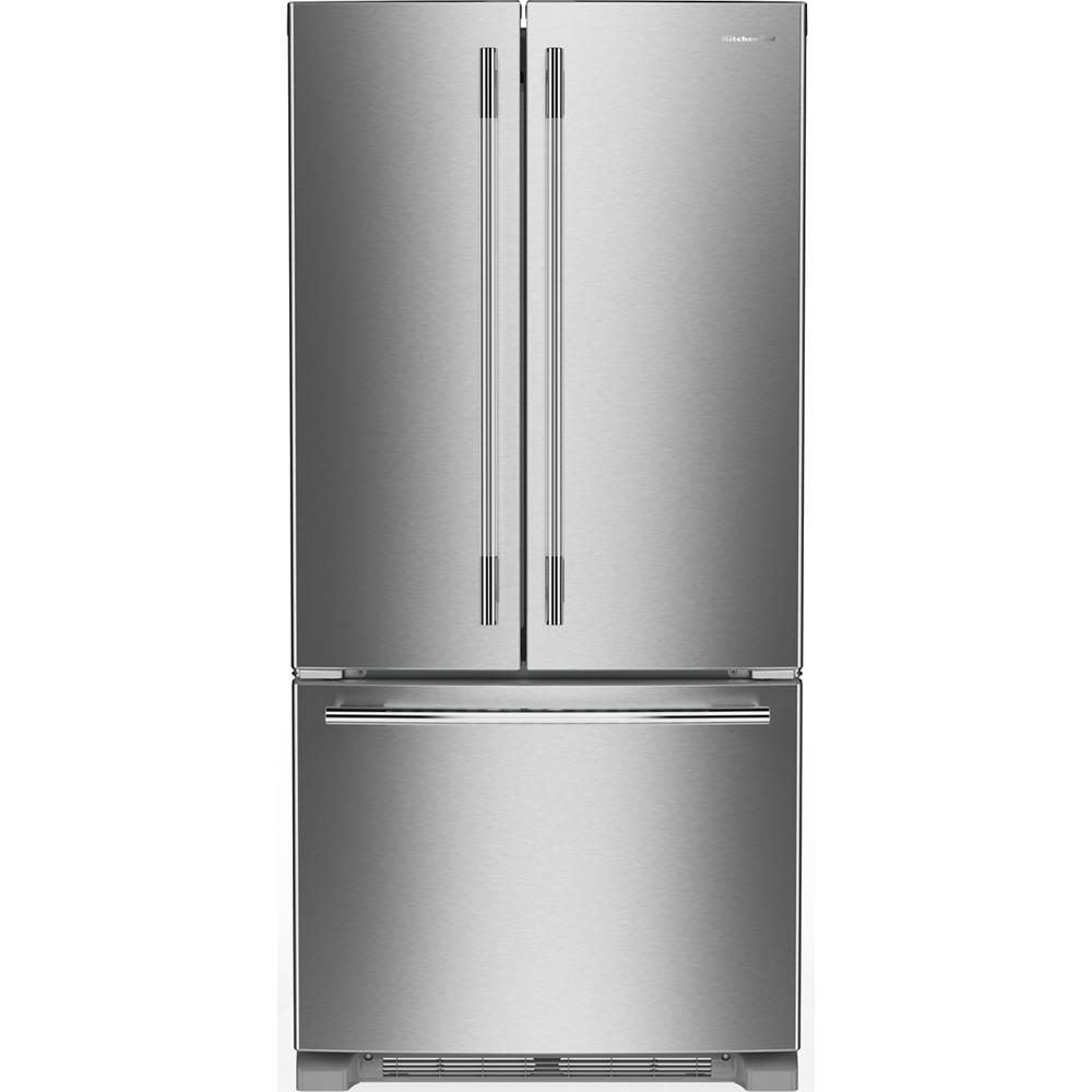 KitchenAid 22 Cu. Ft. 33-Inch Width Standard Depth French Door Refrigerator with Interior Dispenser
