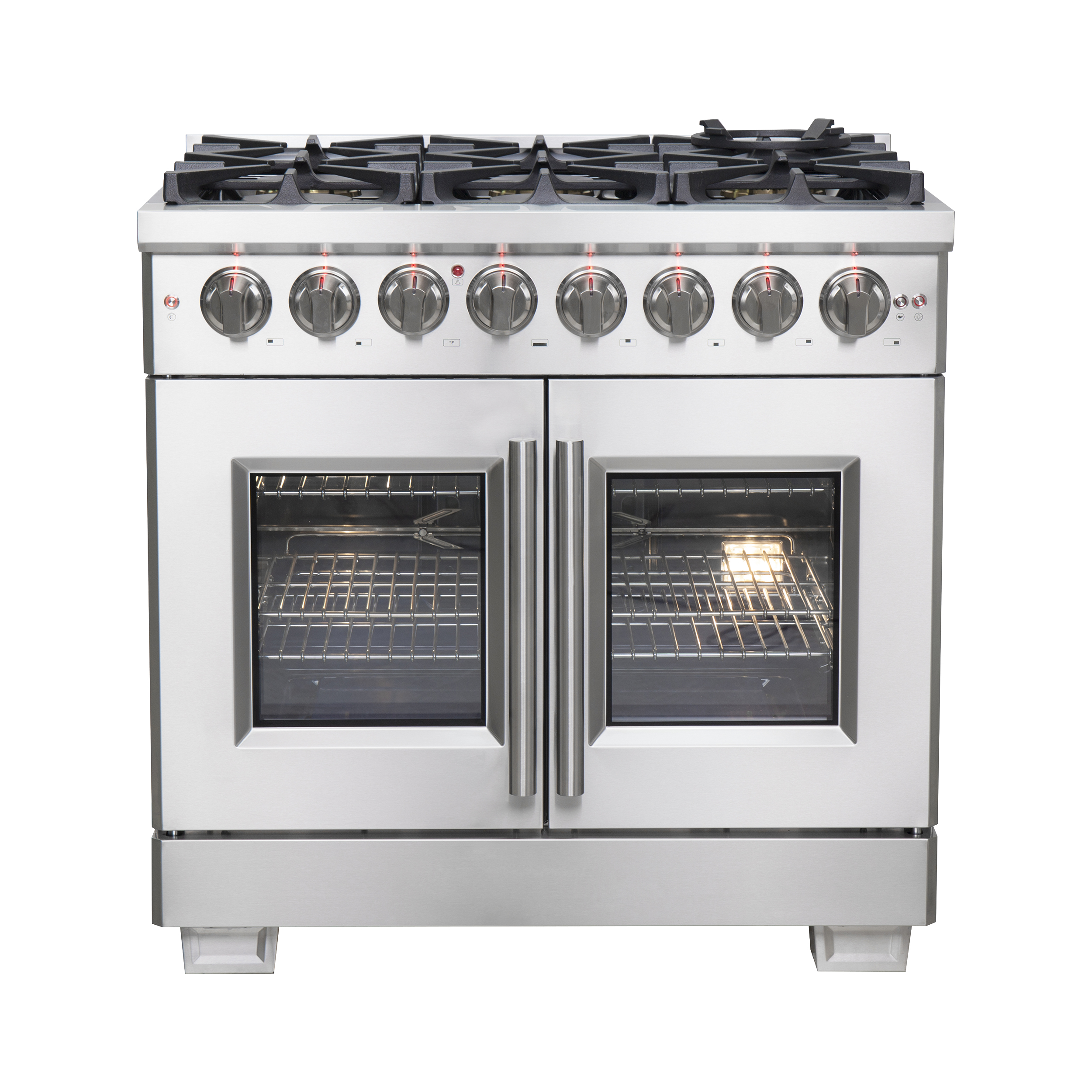 Forno Capriasca 36-Inch French Door Dual Fuel Range Stainless Steel, 5.36 cu.ft. True Convection Oven
