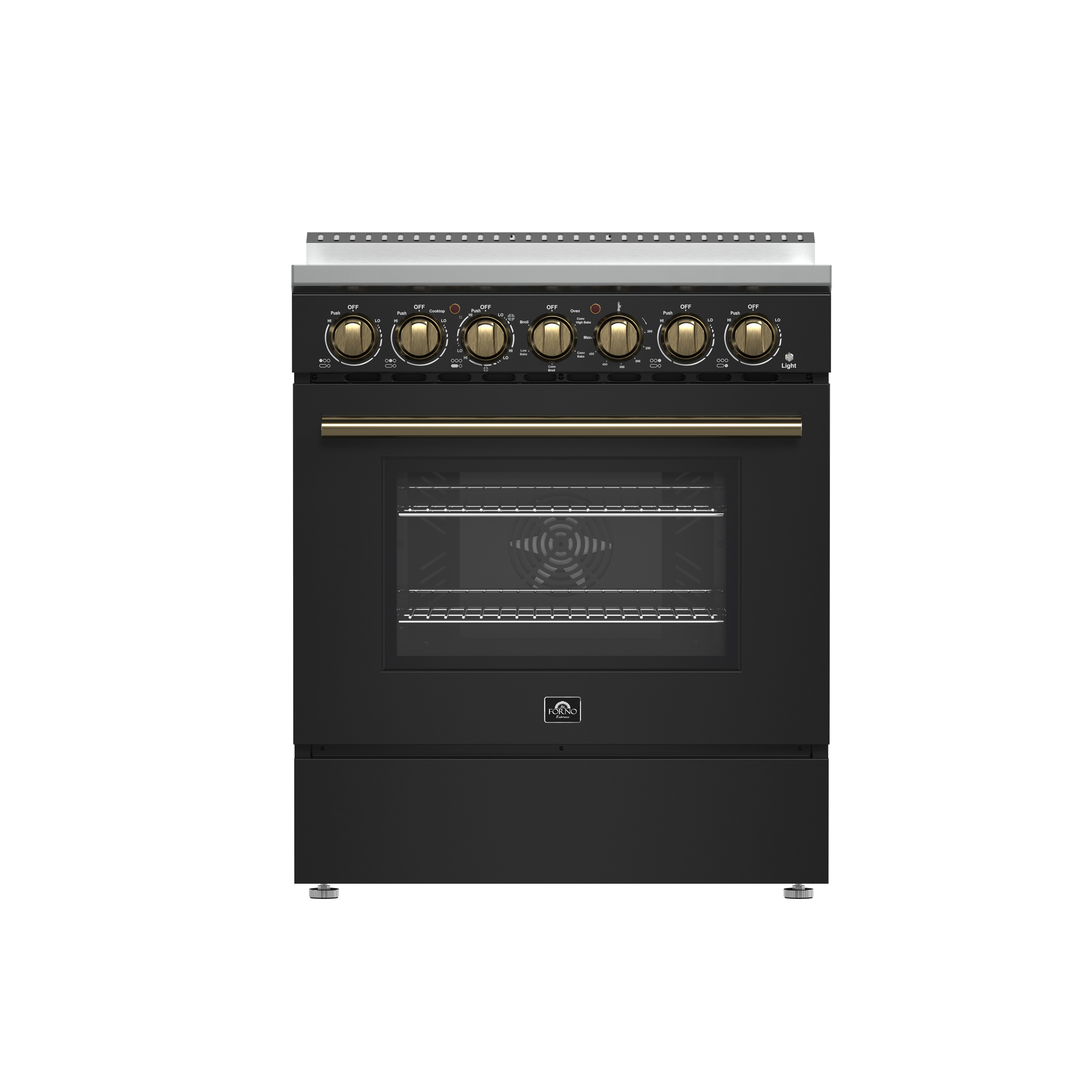 Forno Forno Paolo 30" Freestanding Electric Range in Black, 4.38 cu.ft. True Convection Oven