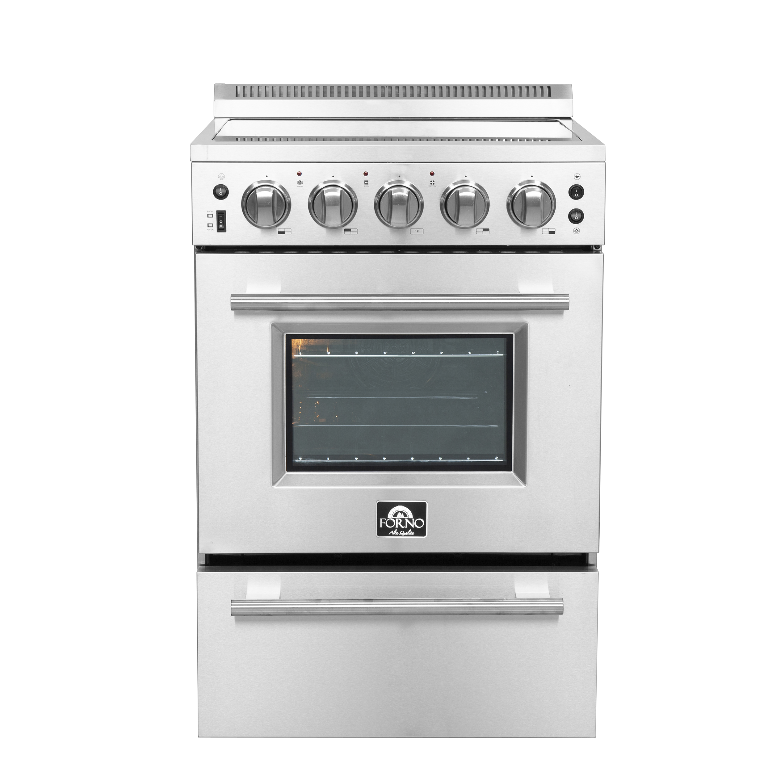 Forno Loiano 24 Inch Freestanding Electric Range in Stainless Steel with Storage Drawer, 2.30 cu. ft. Oven