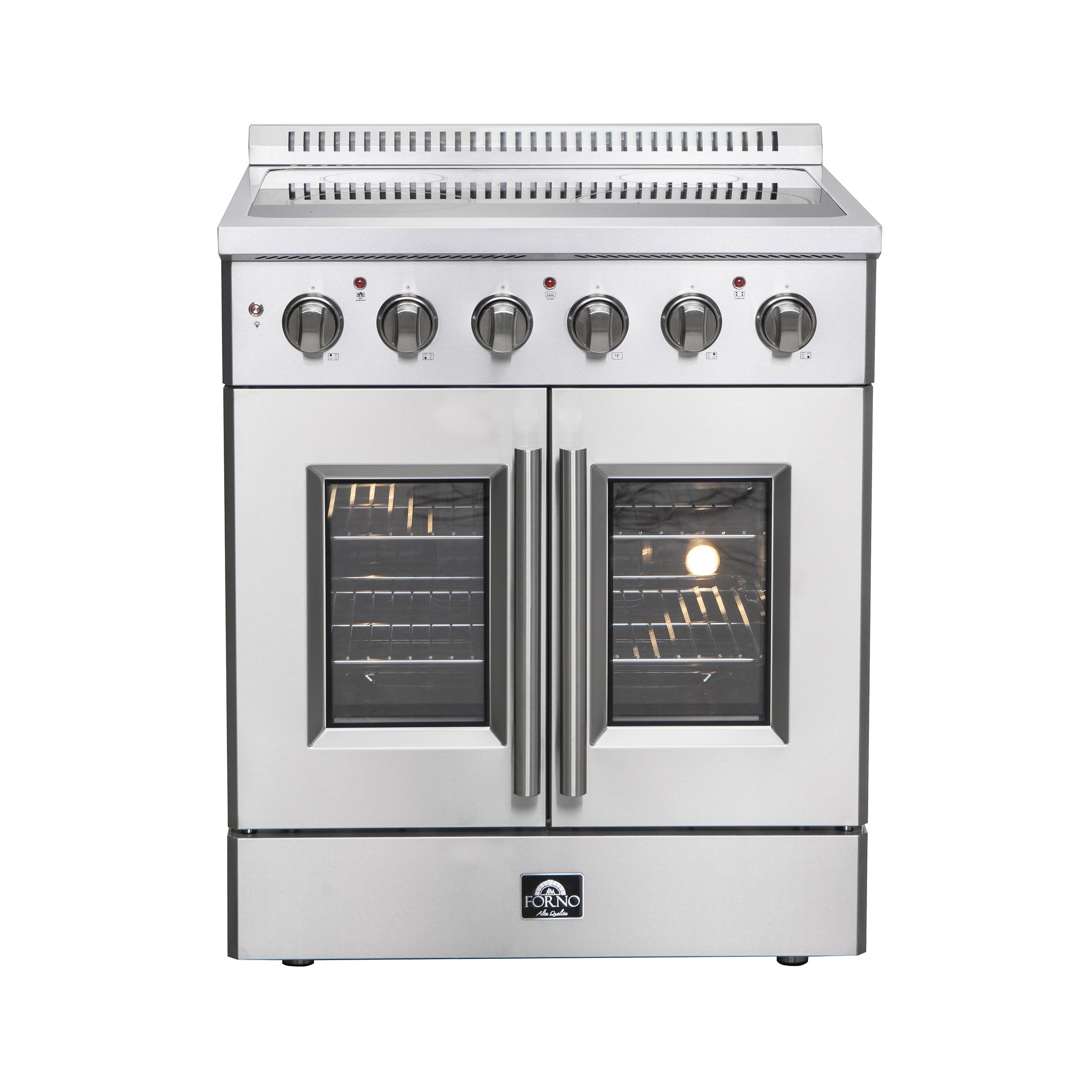 Forno Galiano 30-inch French Door Electric Range Stainless Steel, 4 Elements, 4.32 cu.ft.with Air Fryer