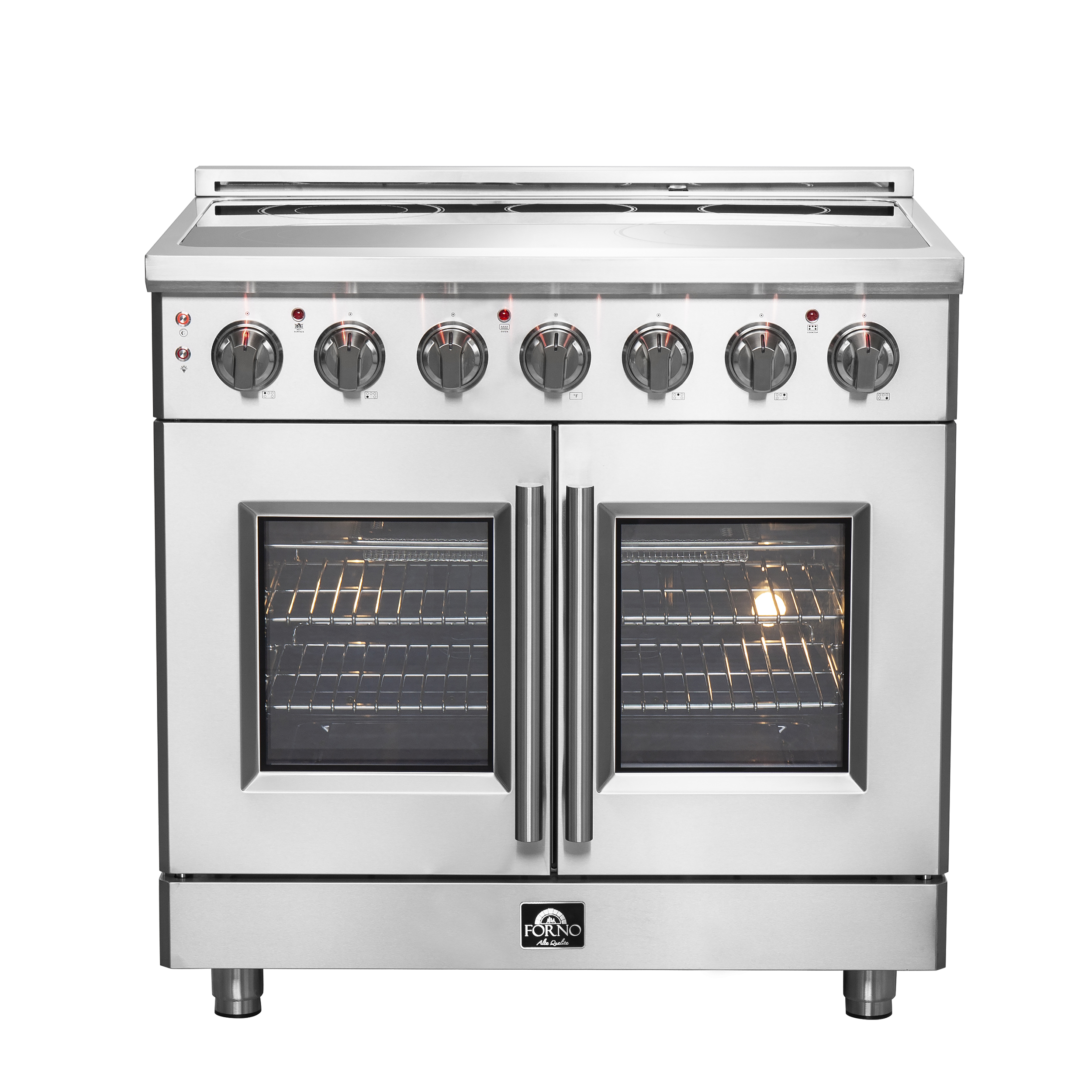 Forno Massimo 36-inch French Door Electric Range Stainless Steel, 5 Elements, 5.36  cu.ft.with Air Fryer