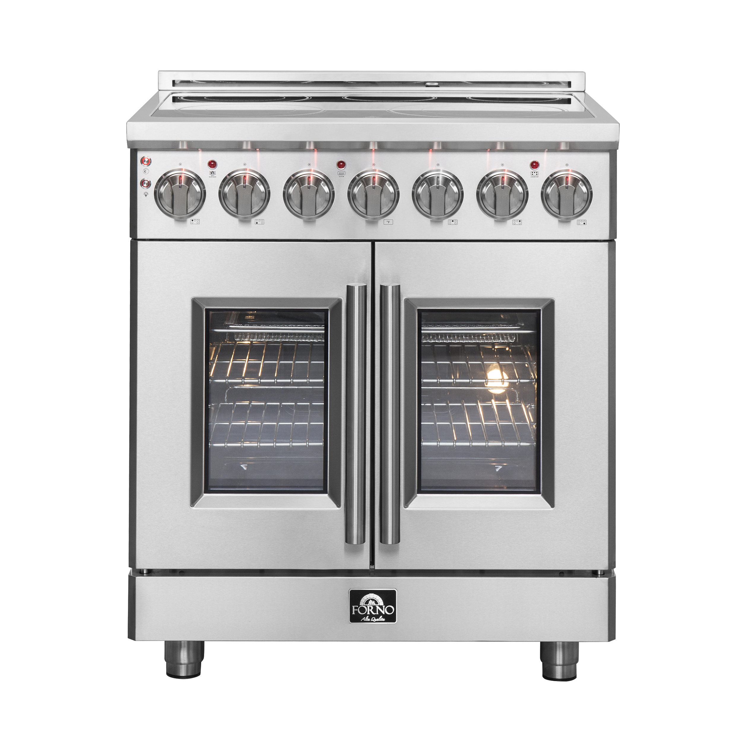 Forno Massimo 30-inch French Door Electric Range Stainless Steel, 5 Elements, 4.32 cu.ft. with Air Fryer