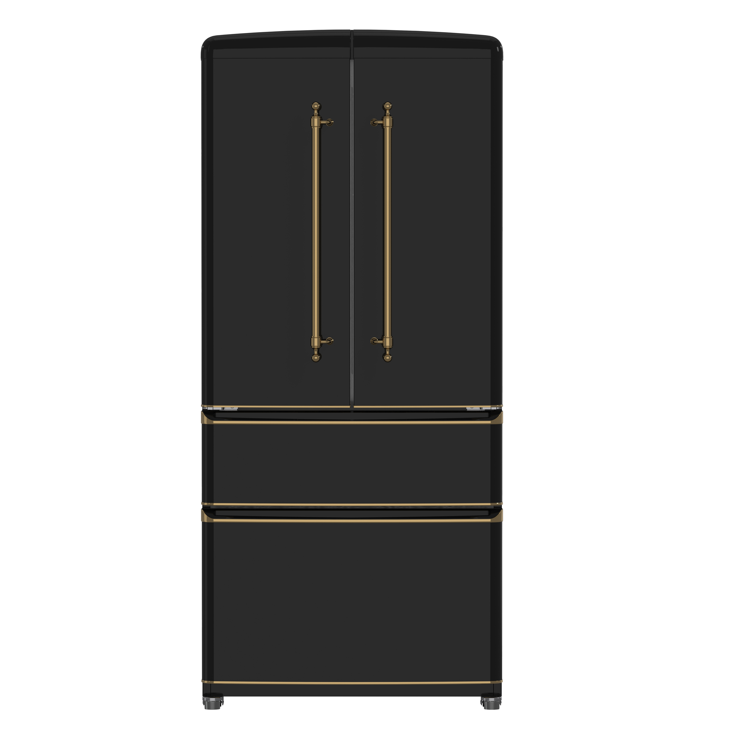 Forno Forno Luigi 18 cu.ft. French Door Refrigerator Black, Antique Brass Handles