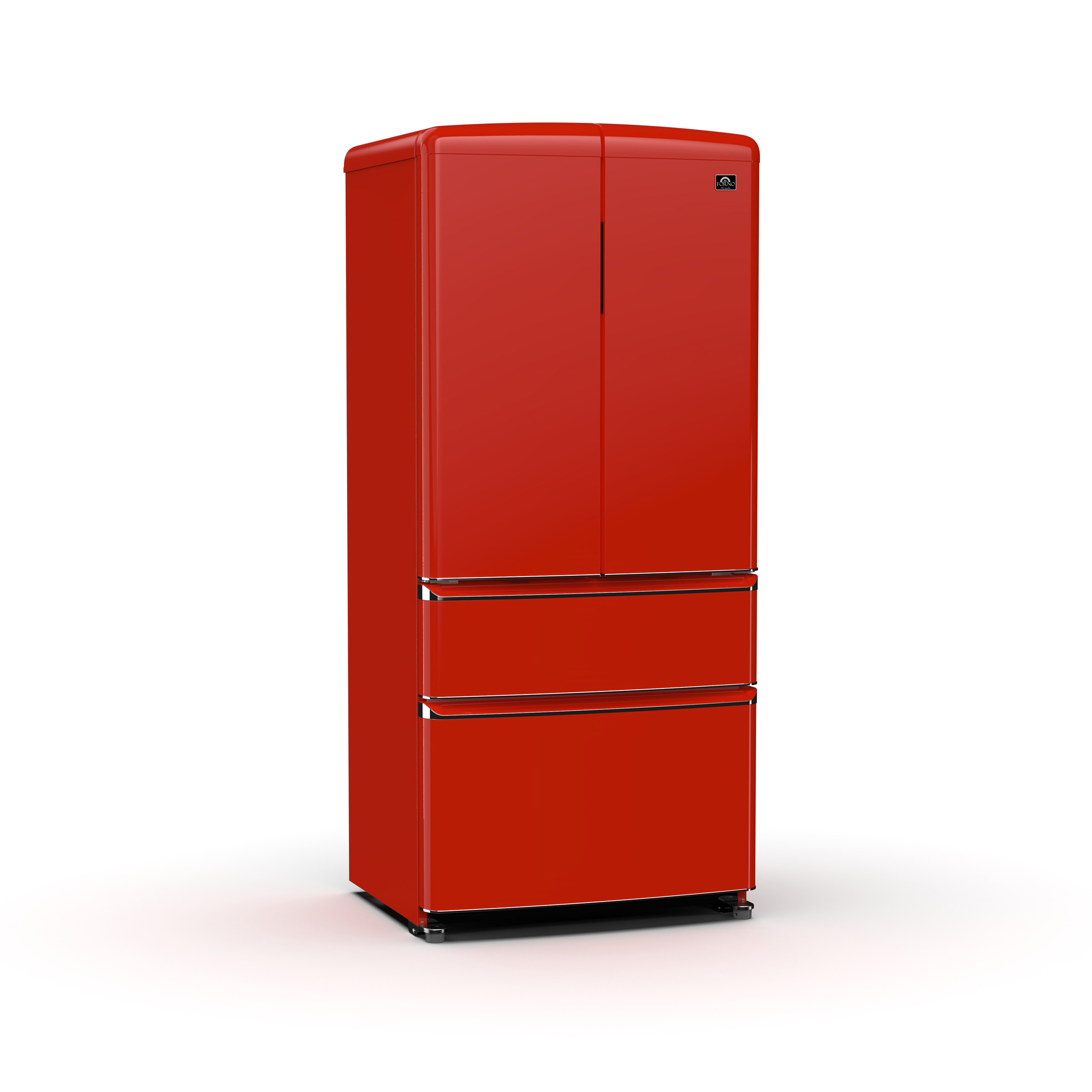 Forno Forno Luigi 18 cu.ft. French Door Refrigerator Red, Handle-Free Design