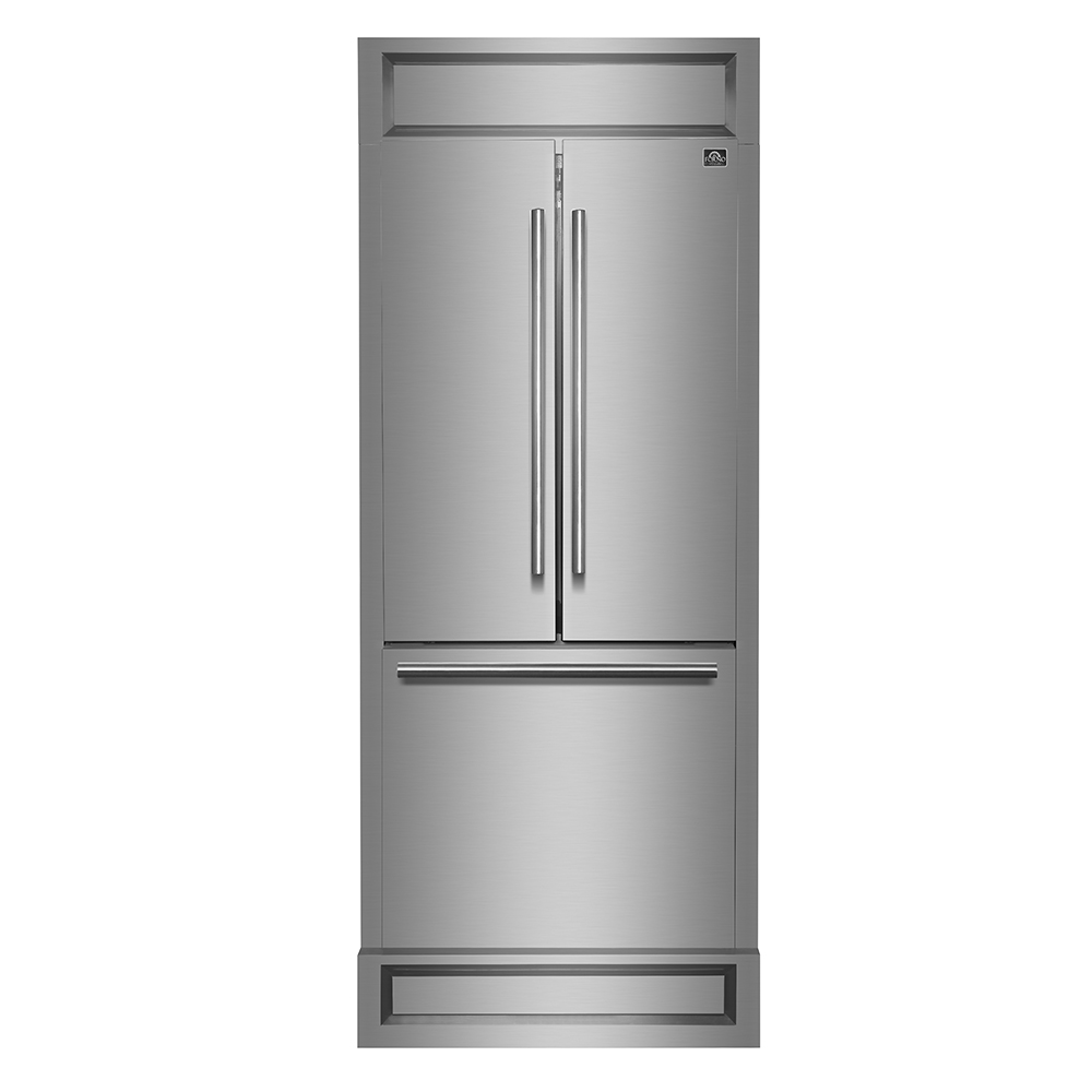 Forno FORNO Gallipoli 30in. French Door Refrigerator, 17.5 cu.ft. Capacity & Modern Decorative Grill – 34in. Wide