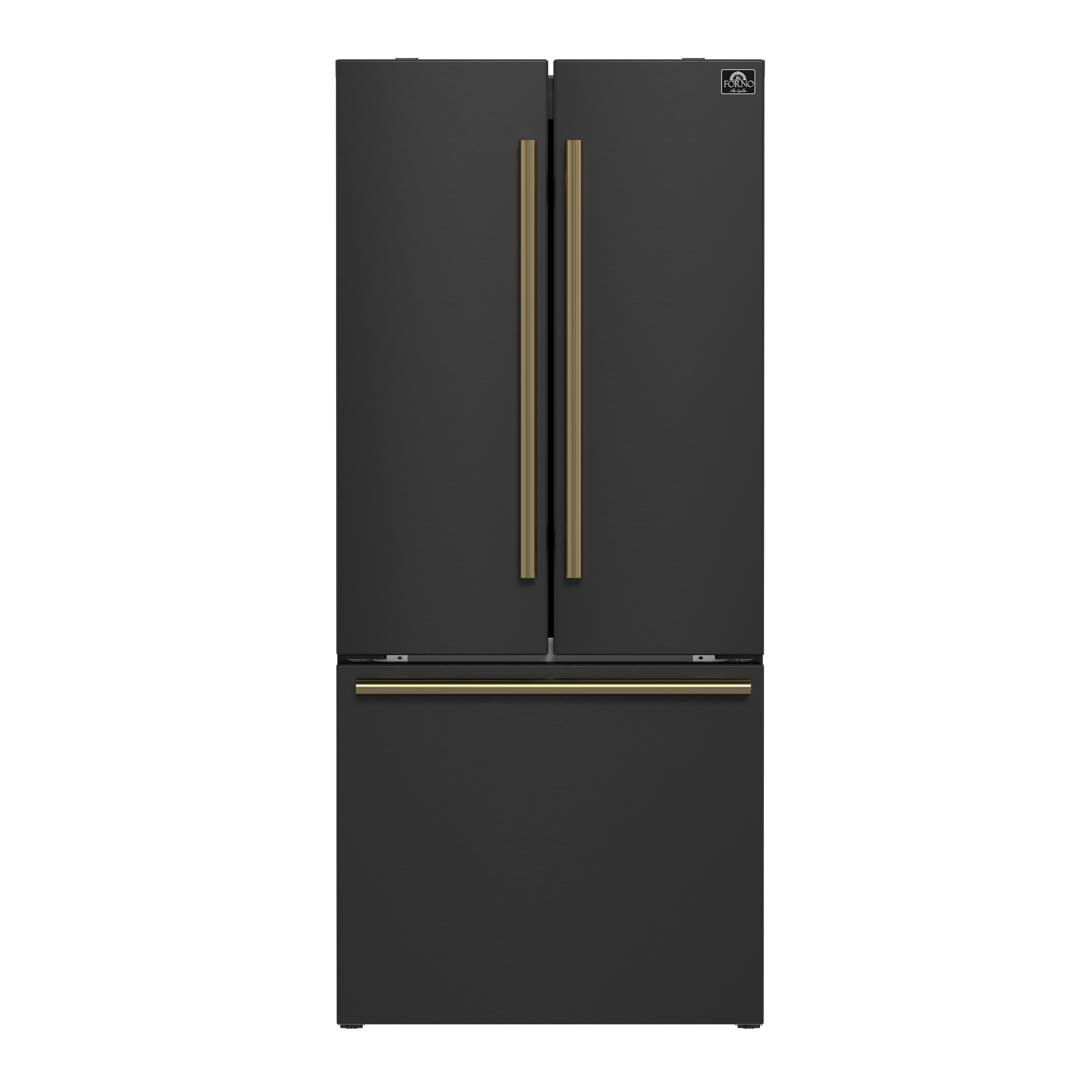 Forno Espresso Gallipoli 30-inch French Door Black Refrigerator, 17.5 cu. ft. Capacity with Ice Maker