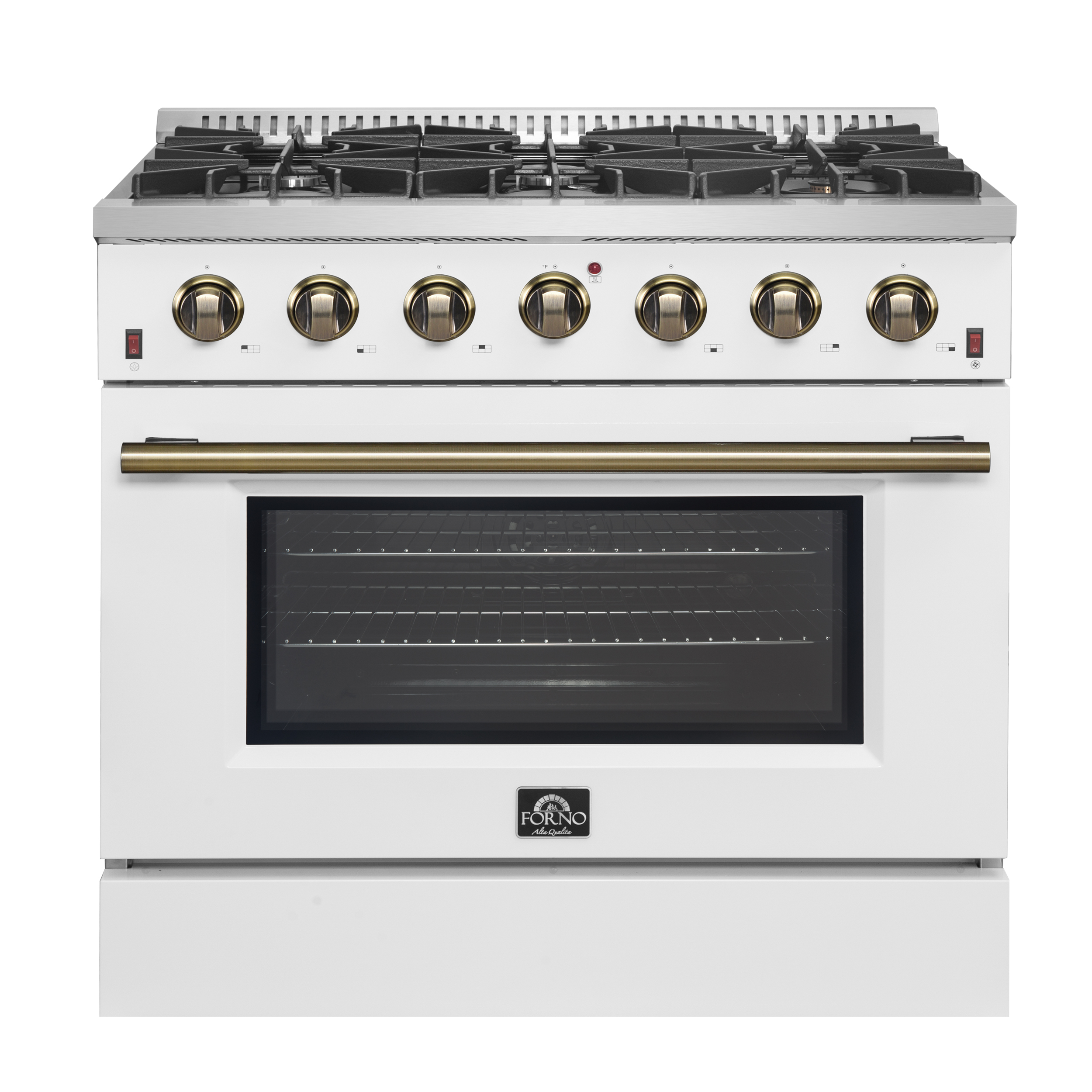 Forno Forno Galiano 36-inch Gas Range in White, 6 Burners, 83,000 BTU, 5.36 cu.ft. Convection Oven
