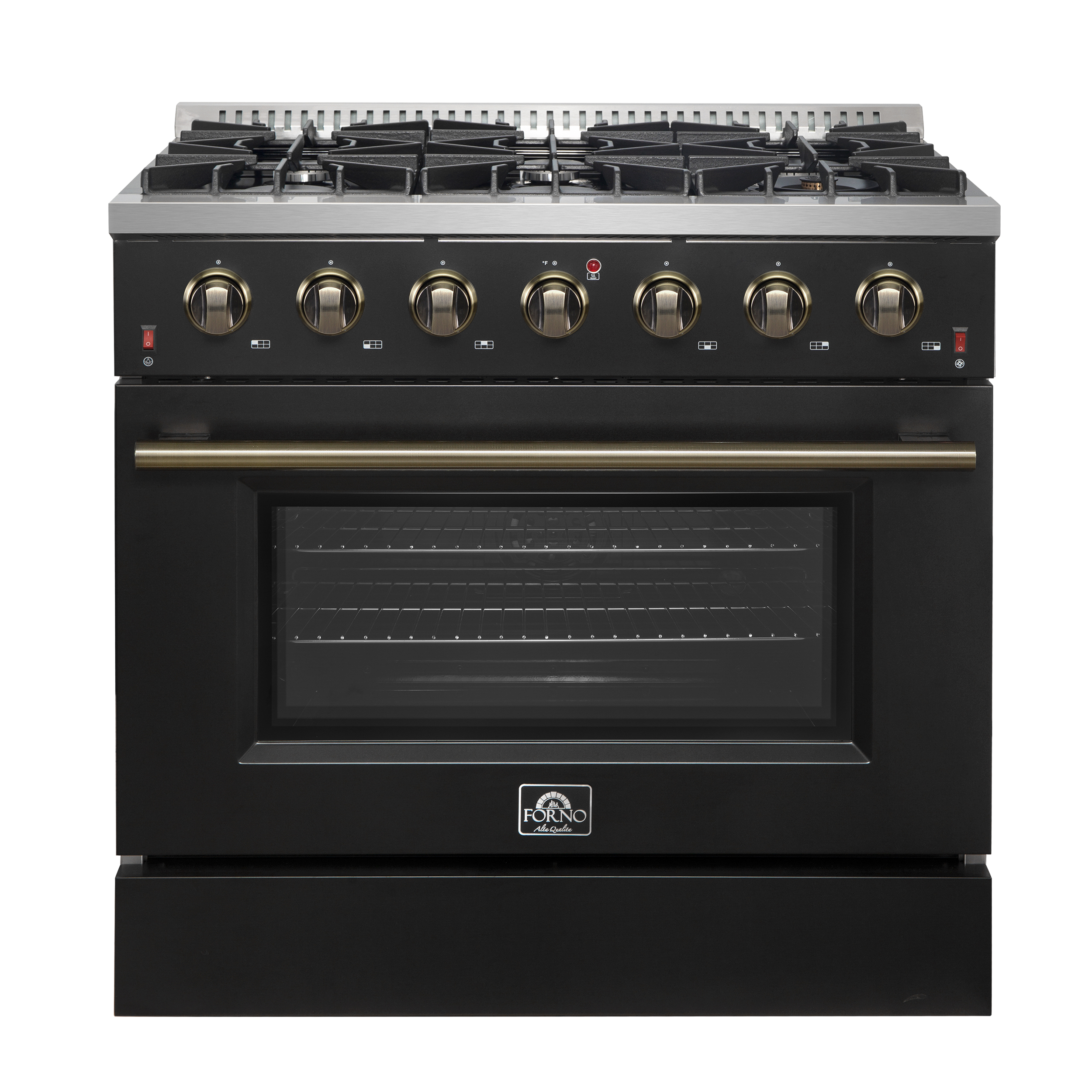 Forno Forno Galiano 36-inch Gas Range in Black, 6 Burners, 83,000 BTU, 5.36 cu.ft. Convection Oven