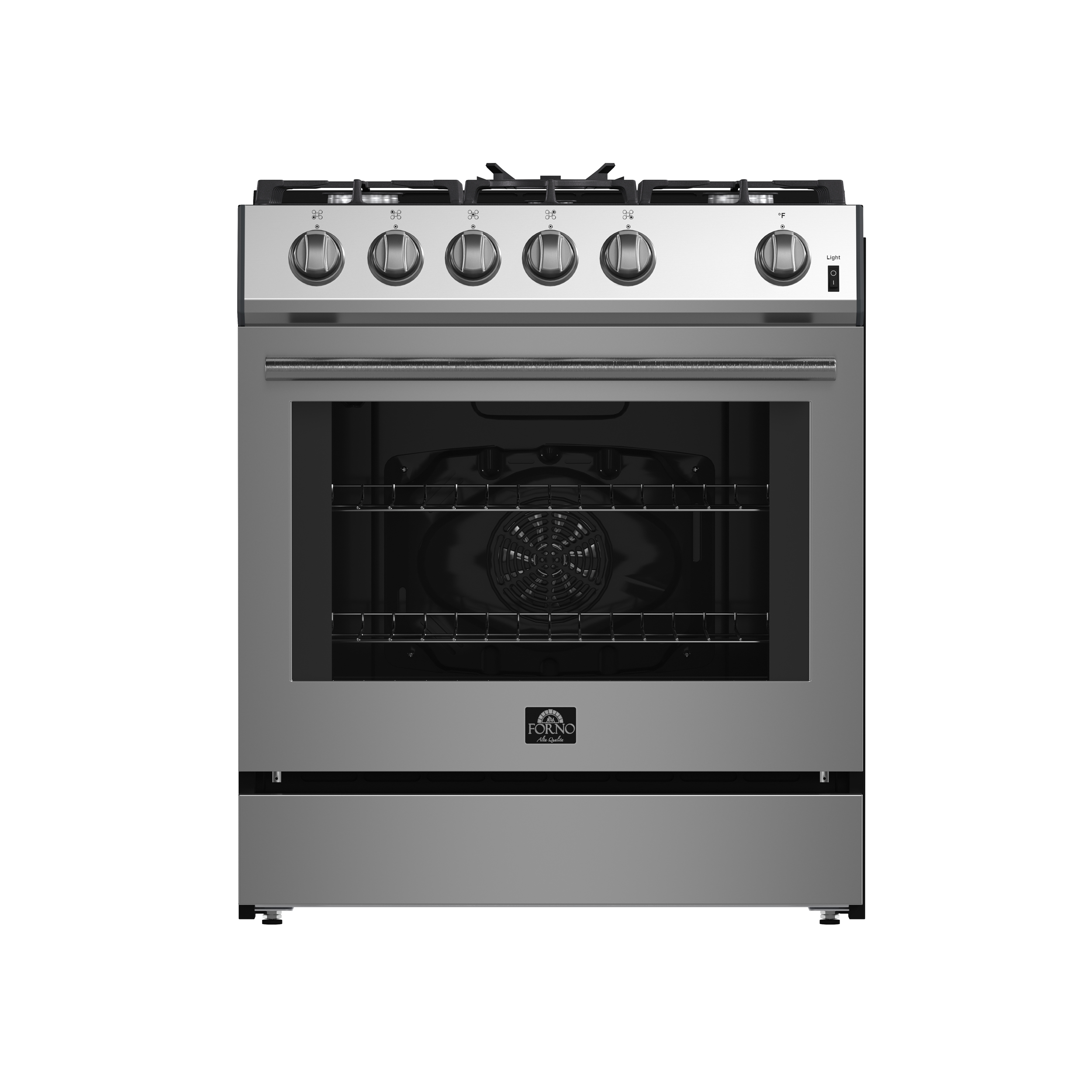 Forno Leonardo Espresso 30" Stainless Steel Gas Range, 5 Burners, 39 500 BTU, 5 cu.ft. Convection Oven