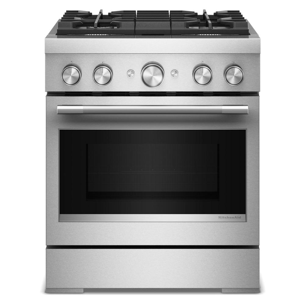 KitchenAid 30-Inch 4 Burner Commercial-Style Dual Fuel Range with No Preheat Air Fry Mode