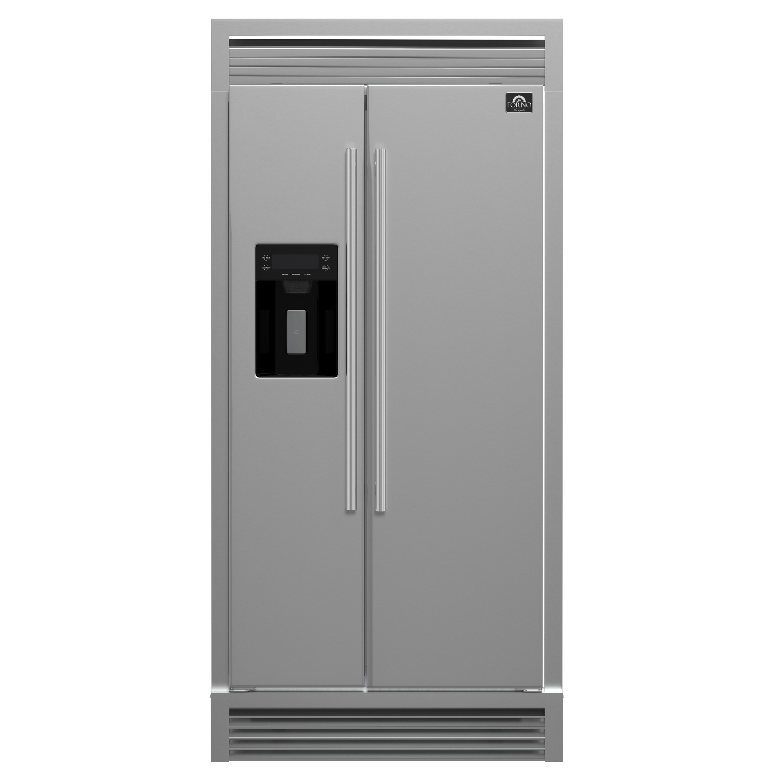Forno Salerno 36" Side by Side 20 Cu.Ft Stainless Steel Refrigerator with Ice Maker & Decorative Grill
