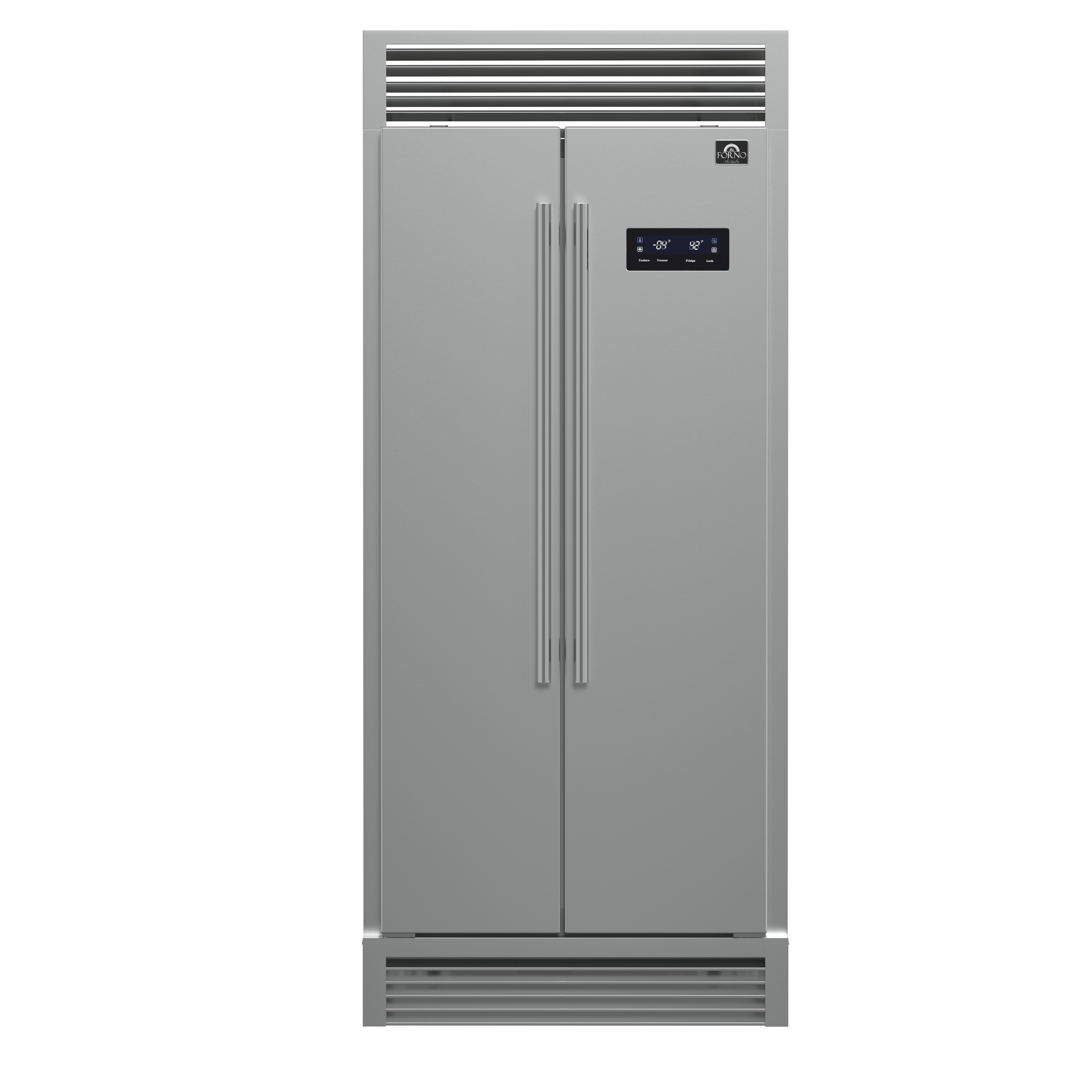 Forno Salerno 33" Side-by-Side 15.6 Cu.Ft. Stainless Steel Refrigerator with Grill Trim