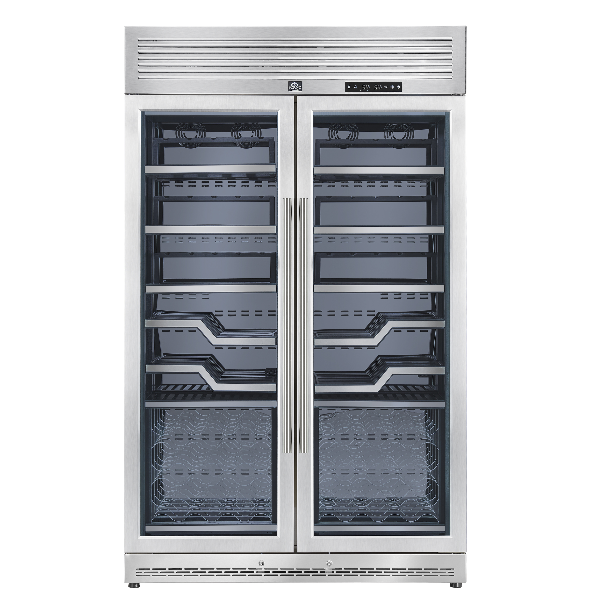 Forno Forno Abruzzo 48" Dual Zone Wine Cellar, 24 cu. ft, Clear Holders & Stainless Trim Shelves