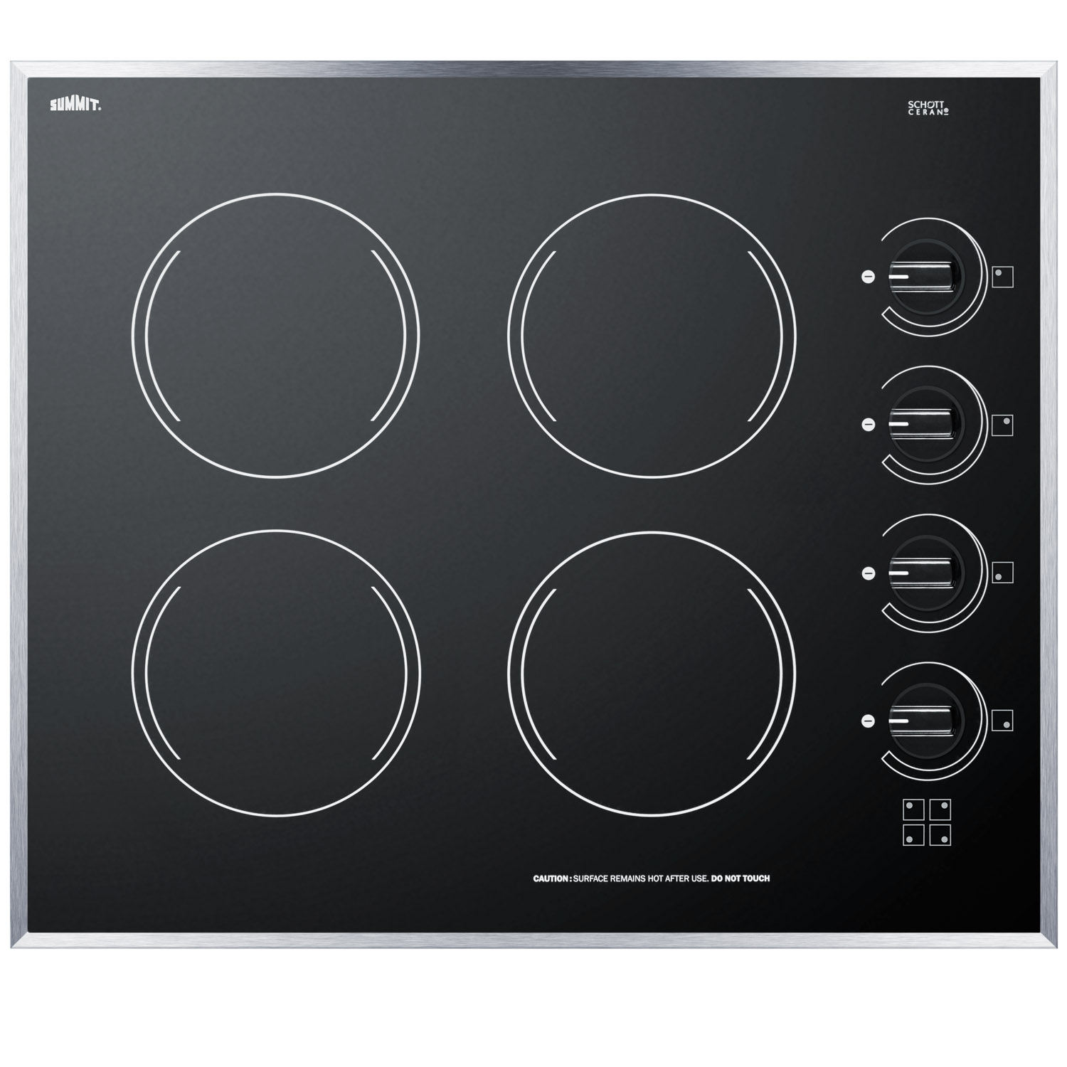 Summit 24 Wide 230V 4-Burner Radiant Cooktop