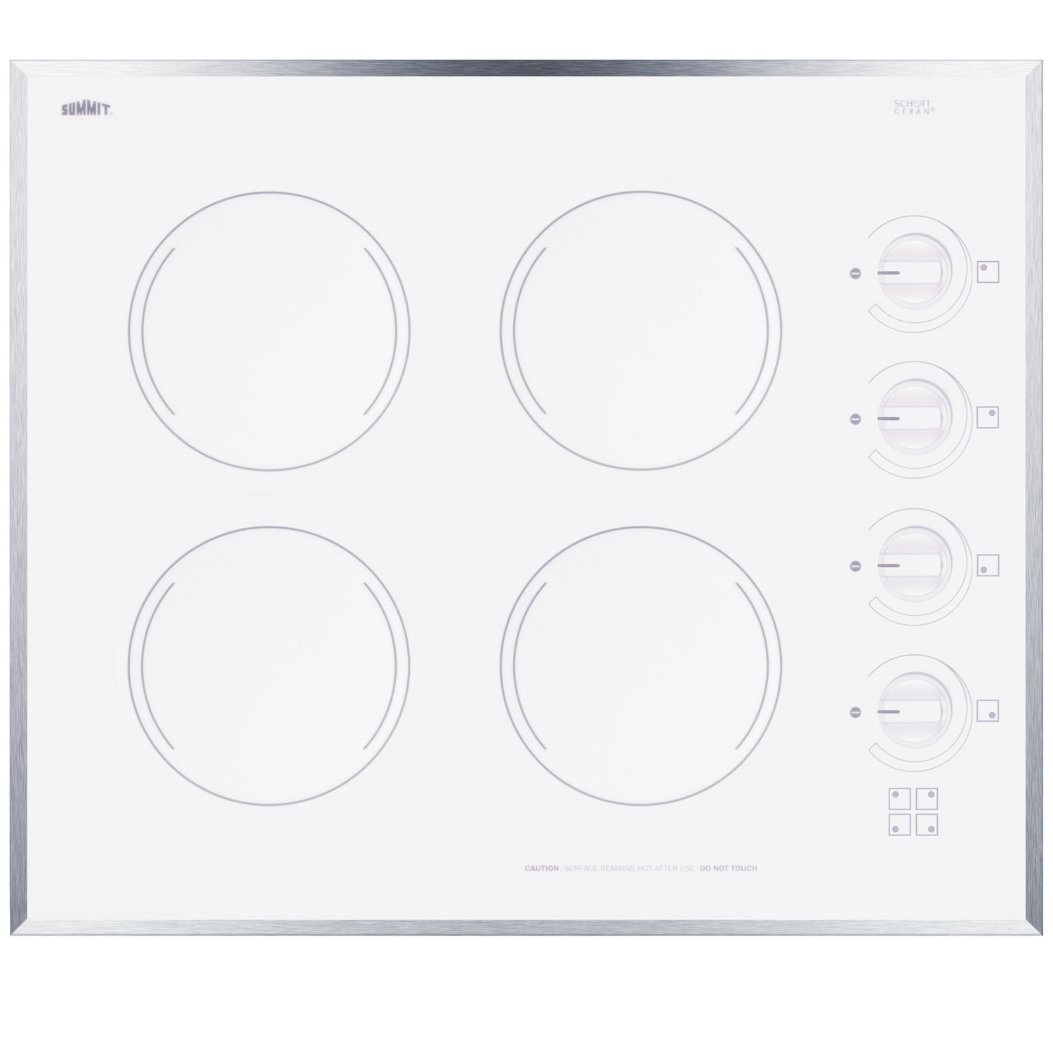Summit 24 Wide 230V 4-Burner Radiant Cooktop