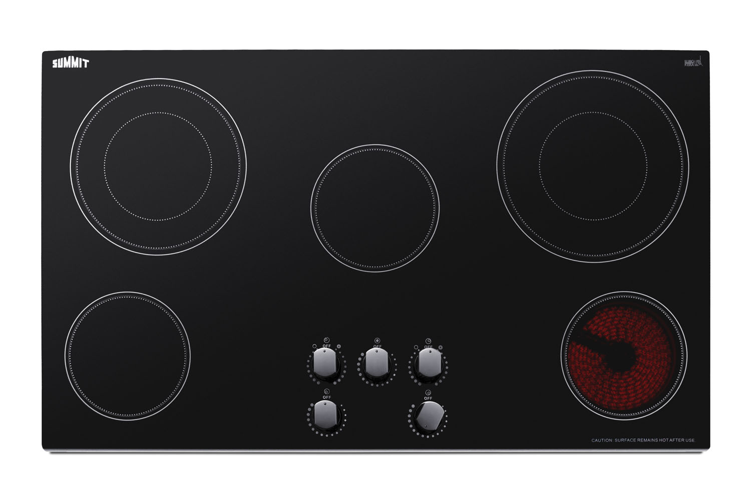 Summit 36 Wide 208-240V 5-Burner Radiant Cooktop