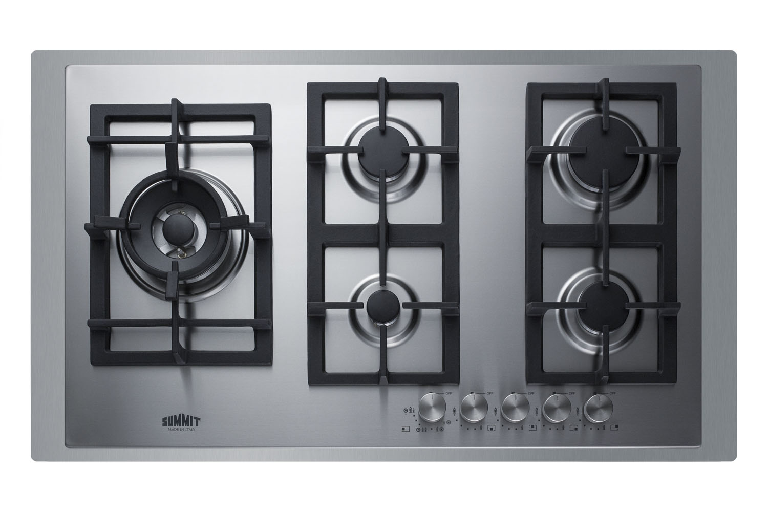Summit 36 Wide 5-Burner Propane Gas Cooktop In Stainless Steel