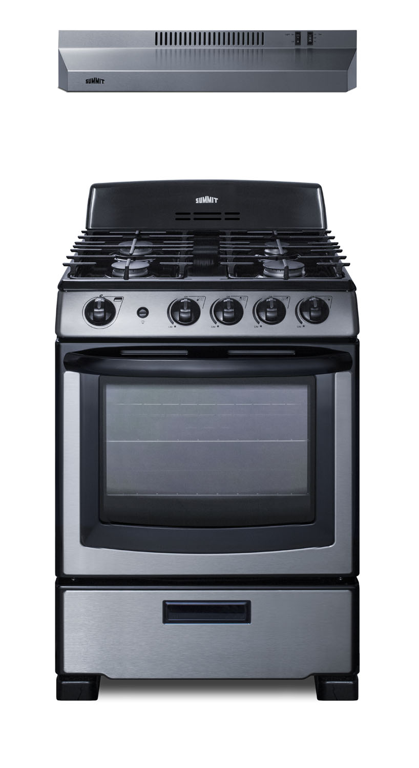 Summit 24 Wide Gas Range & Convertible Hood