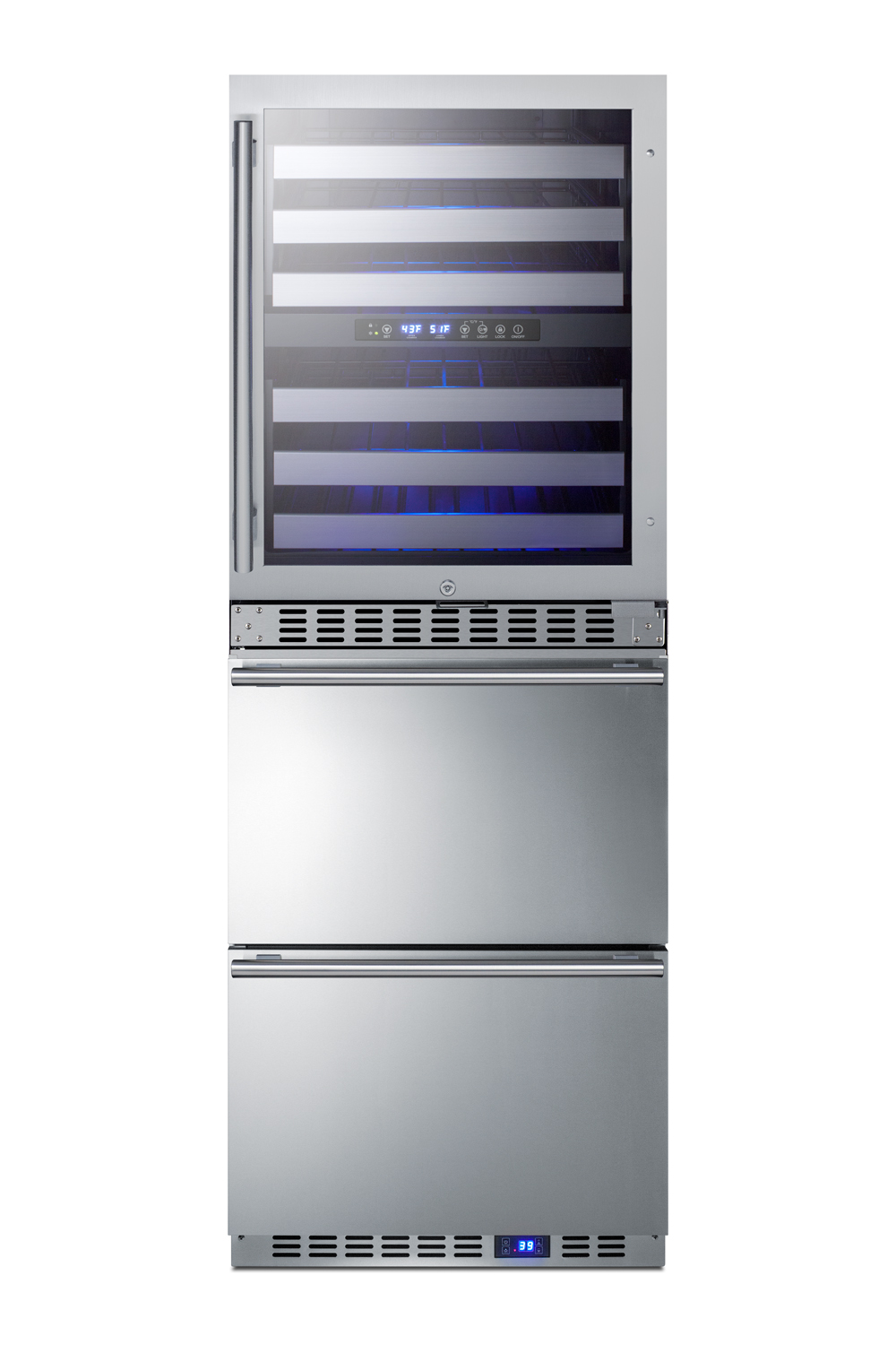 Summit 24 Wide Combination Dual-Zone Wine Cellar and 2-Drawer All-Refrigerator