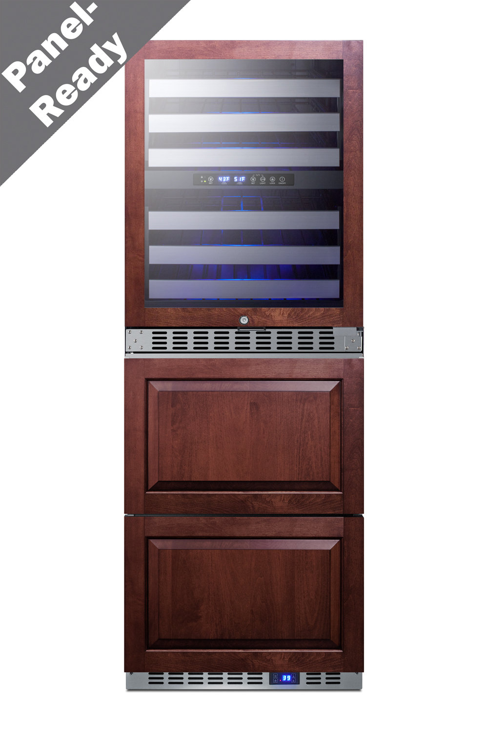 Summit 24 Wide Combination Dual-Zone Wine Cellar and 2-Drawer All-Refrigerator (Panels Not Included)