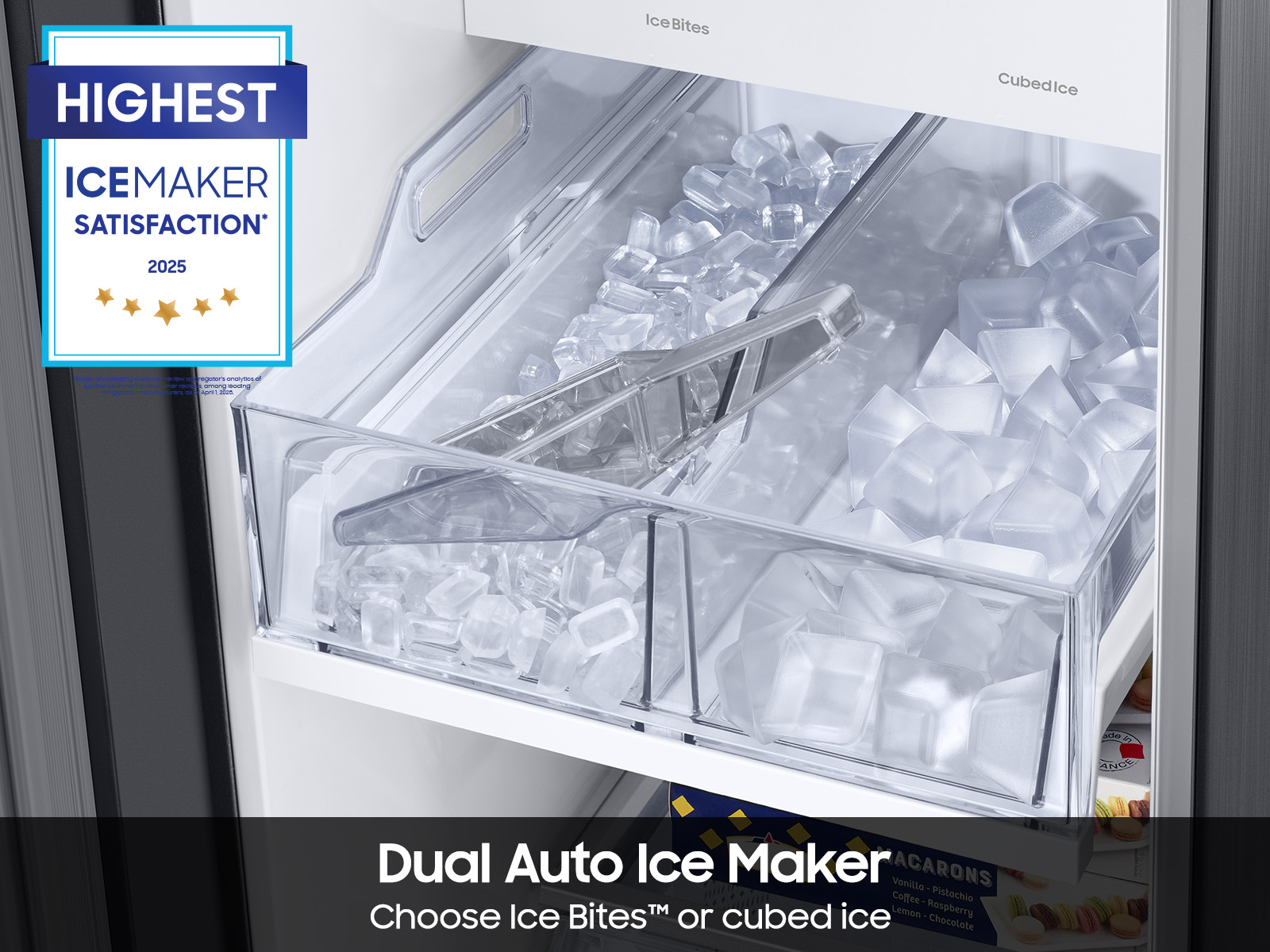 Model: RS28CB760012 | Samsung Bespoke Side-by-Side 28 cu. ft. Refrigerator with Beverage Center™ in White Glass