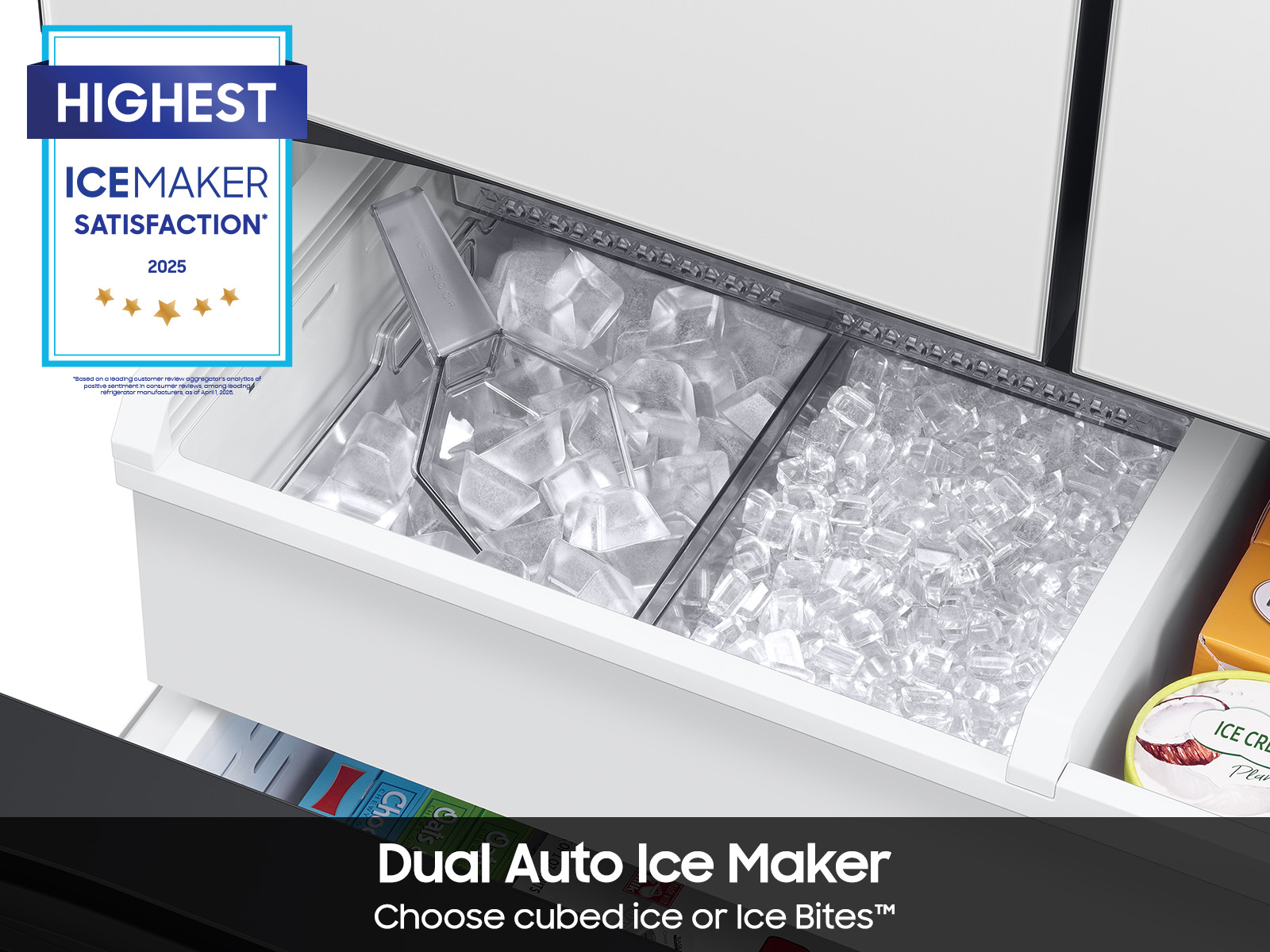 Model: RF30BB660012 | Samsung Bespoke 3-Door French Door Refrigerator (30 cu. ft.) with Beverage Center™ in White Glass