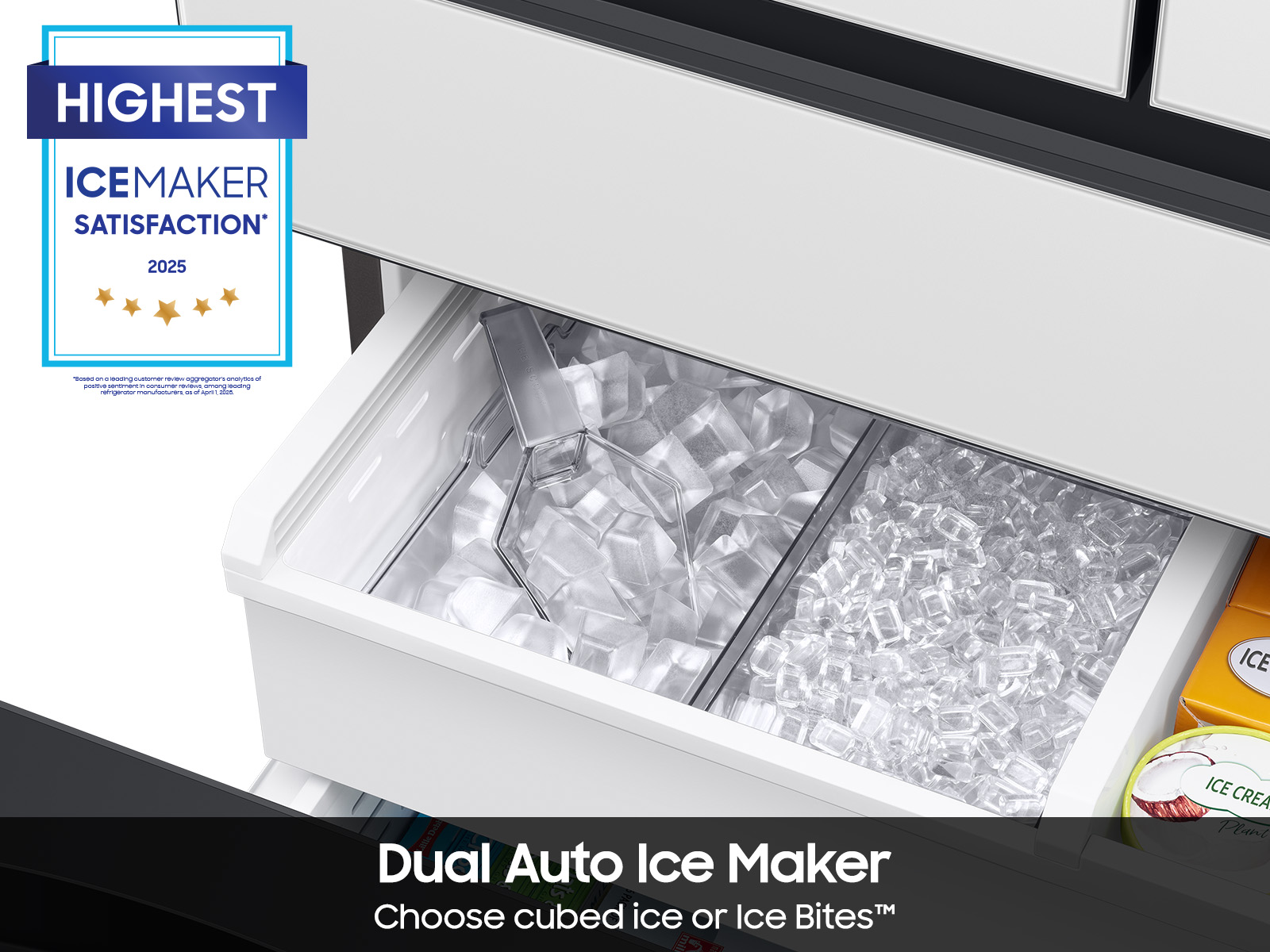 Model: RF23BB890012 | Samsung Bespoke Counter Depth 4-Door French Door Refrigerator (23 cu. ft.) with Family Hub™ in White Glass