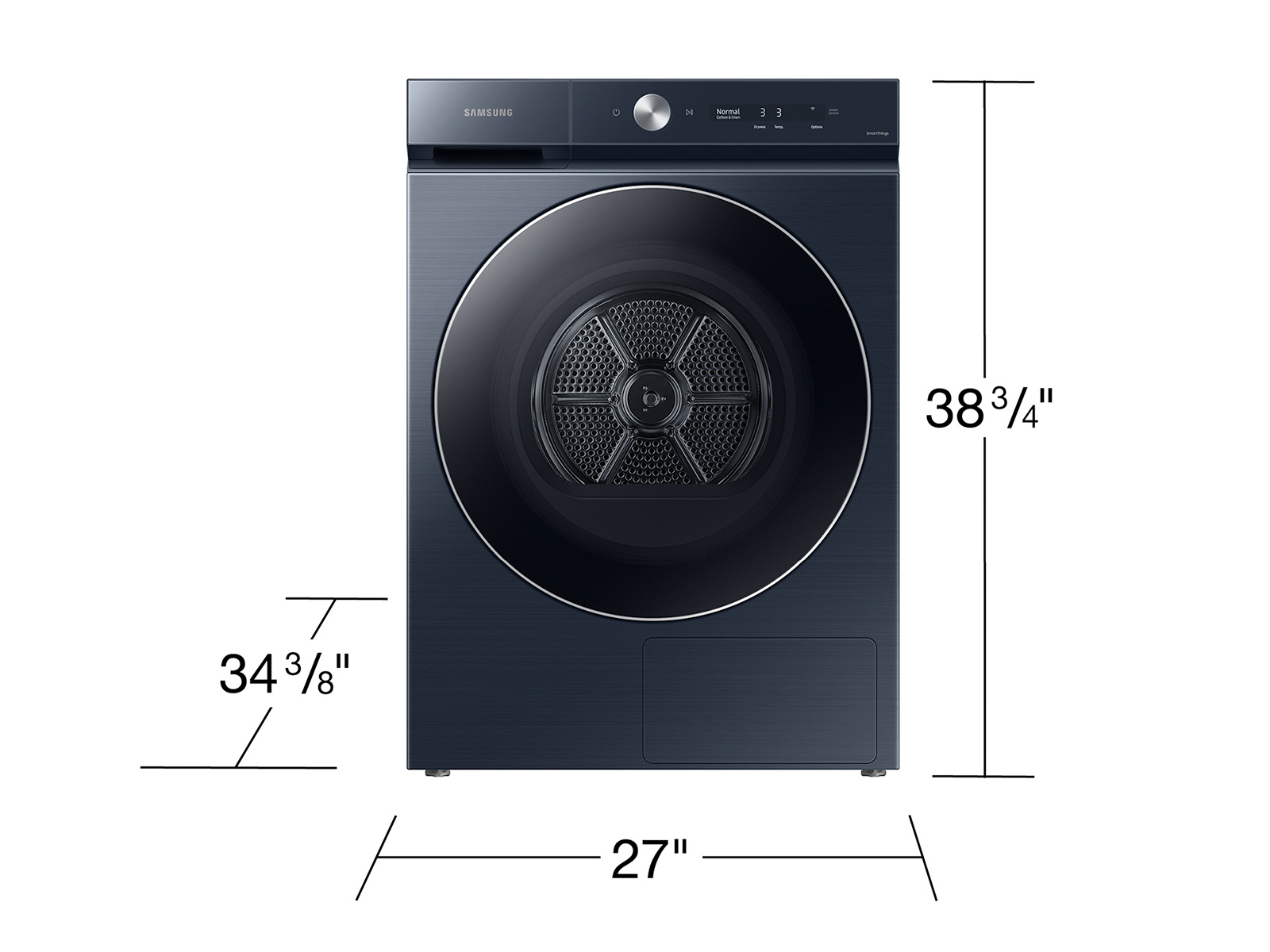 Model: DV53BB8900HD | Samsung Bespoke 7.8 cu. ft. Ultra Capacity Electric Ventless Hybrid Heat Pump Dryer with AI Optimal Dry in Brushed Navy