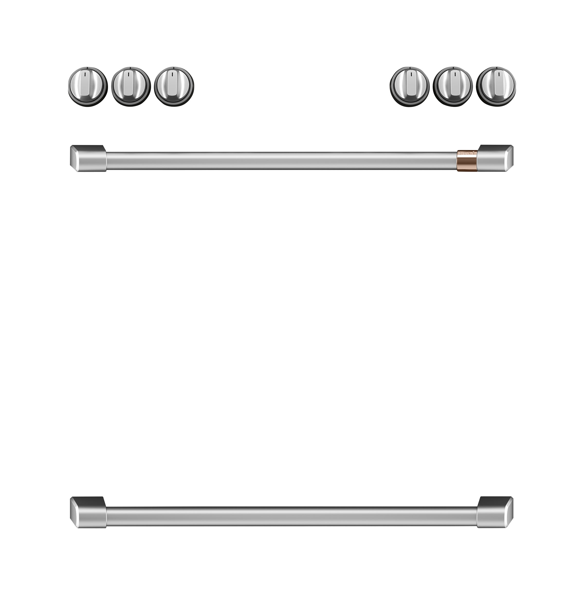 Cafe CAFÉ™ Front Control Induction Knobs and Handles - Brushed Stainless