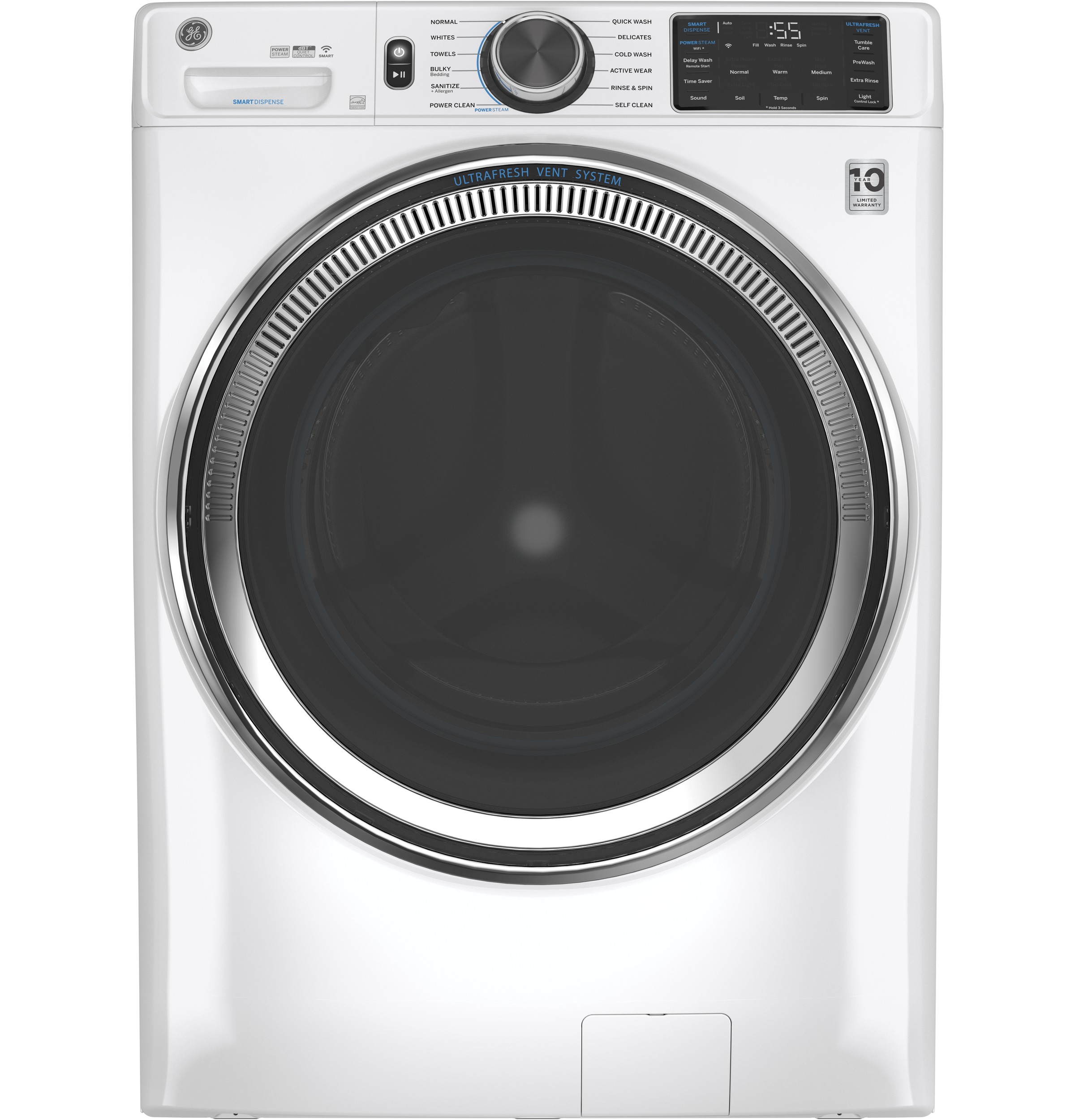 GE GE® ENERGY STAR® 4.8 cu. ft. Capacity Smart Front Load Steam Washer with SmartDispense™ UltraFresh Vent System with OdorBlock™ and Steam