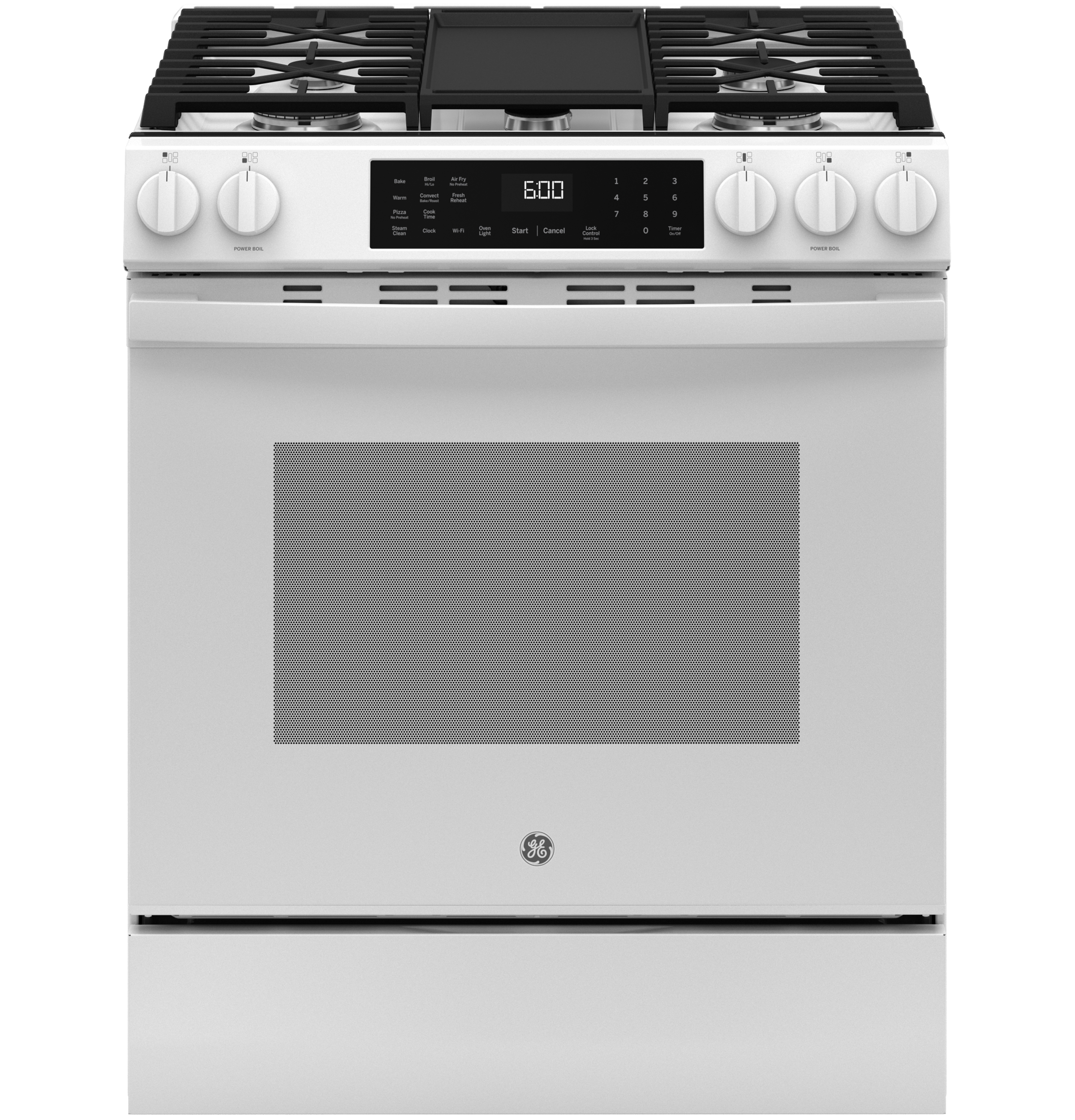 GE GE® 30" Slide-In Front-Control Convection Gas Range with No Preheat Air Fry and EasyWash™ Oven Tray
