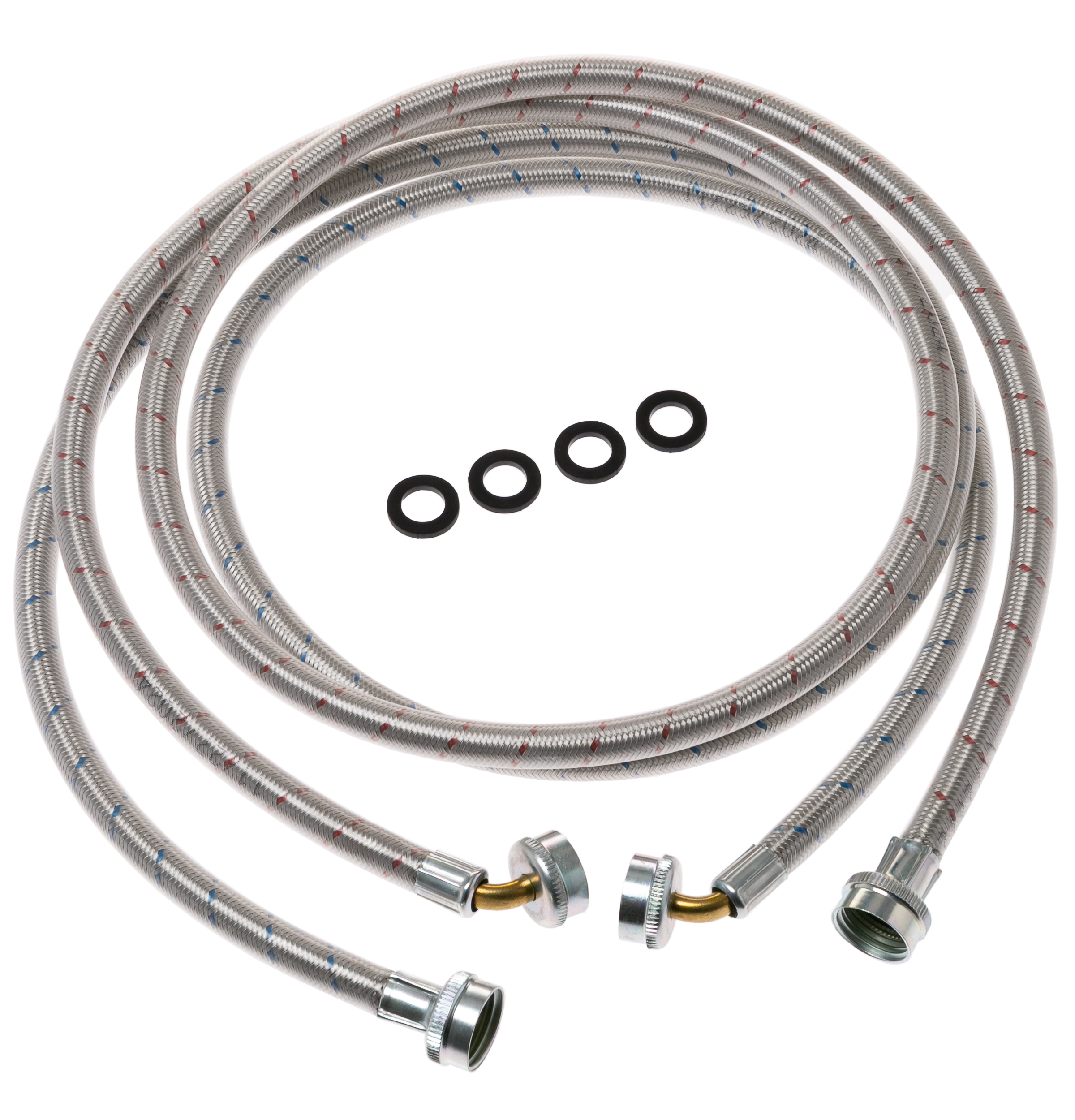 GE UNIVERSAL 6 FT STAINLESS STEEL WASHING MACHINE HOSES WITH 90 DEGREE ELBOW