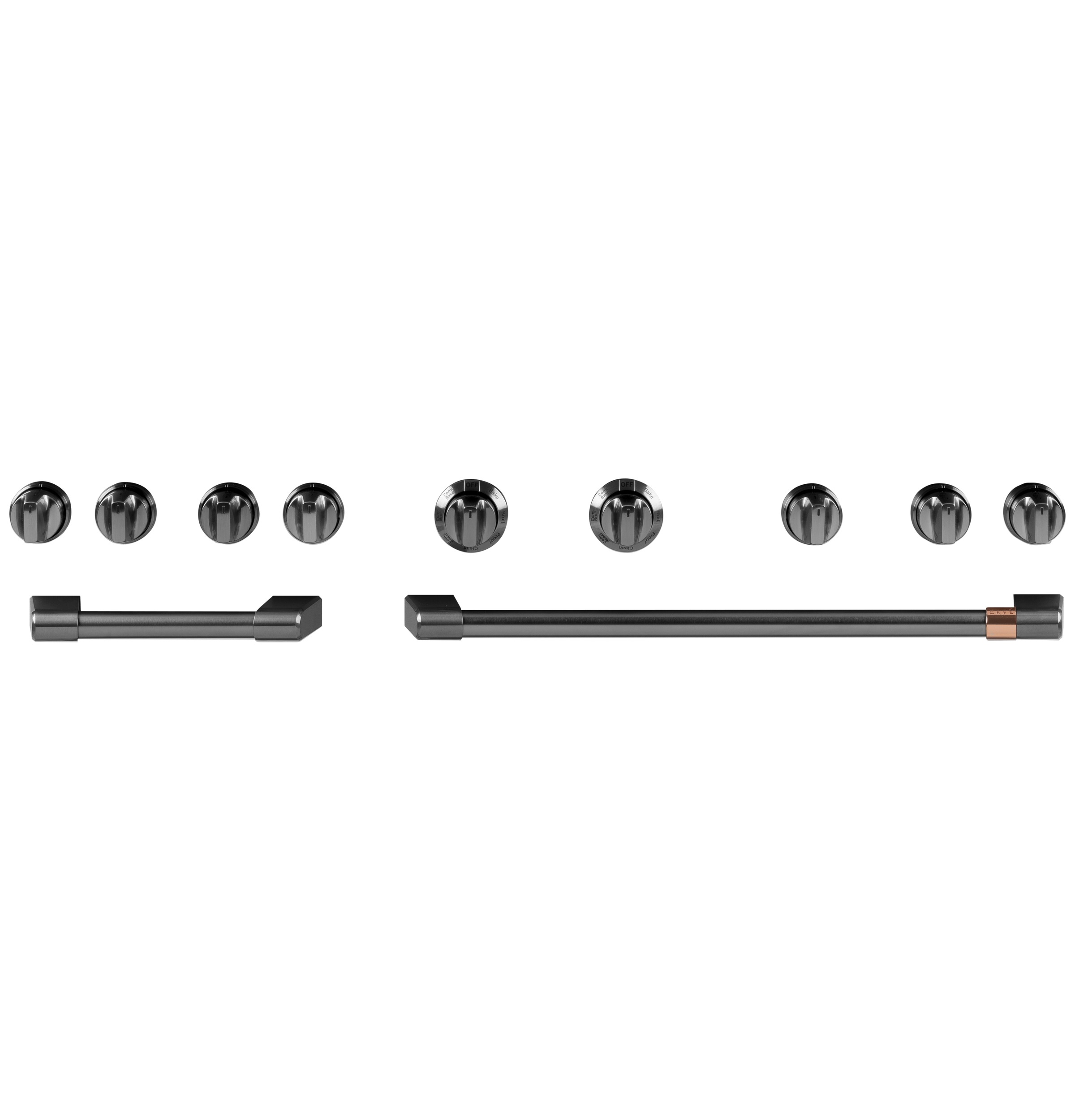 Cafe CAFÉ™ 48” Brushed Black Handle & Knob Set for Pro Range and Rangetop