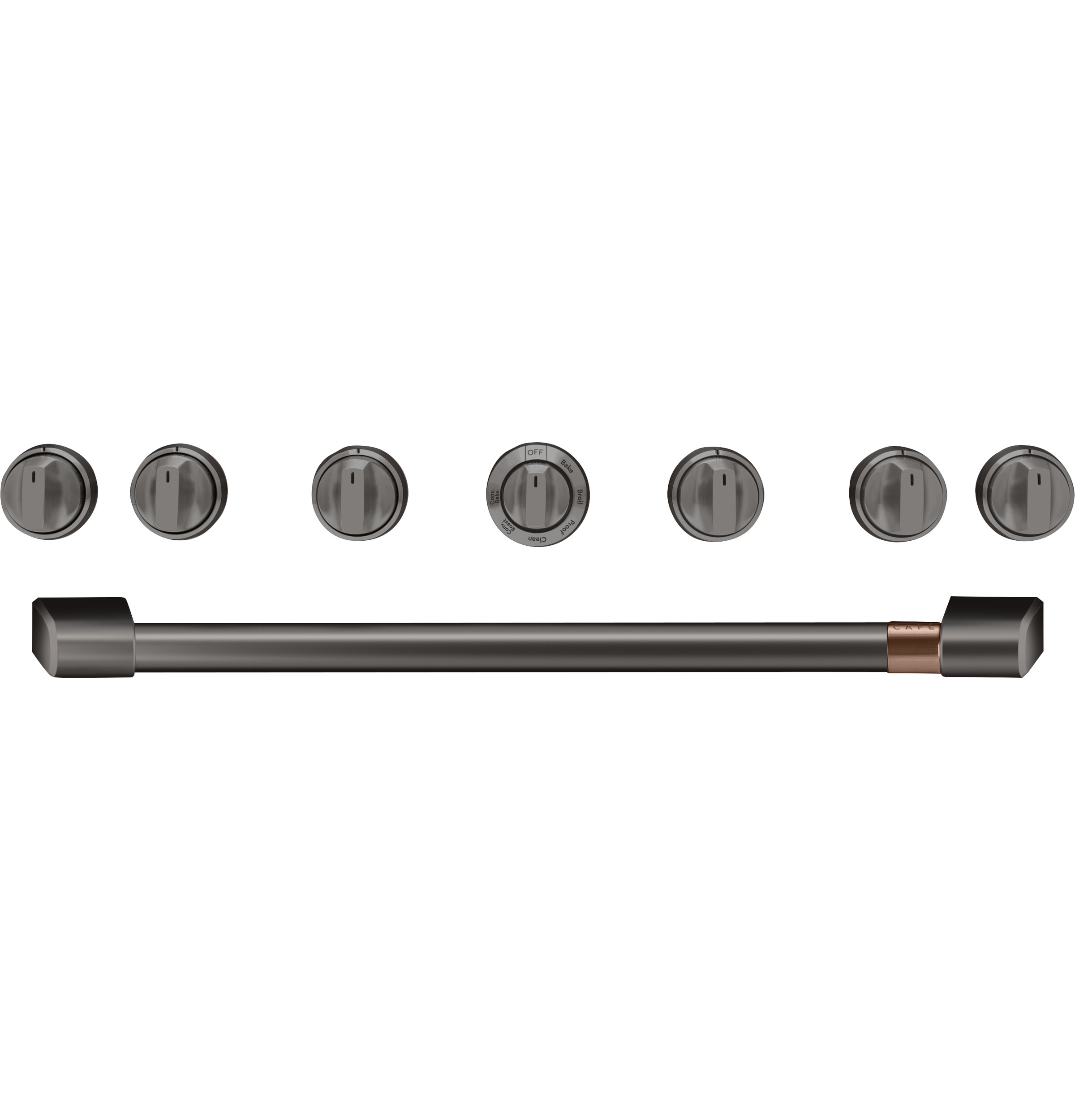 Cafe CAFÉ™ 36" Brushed Black Handle & Knob Set for Pro Range and Rangetop