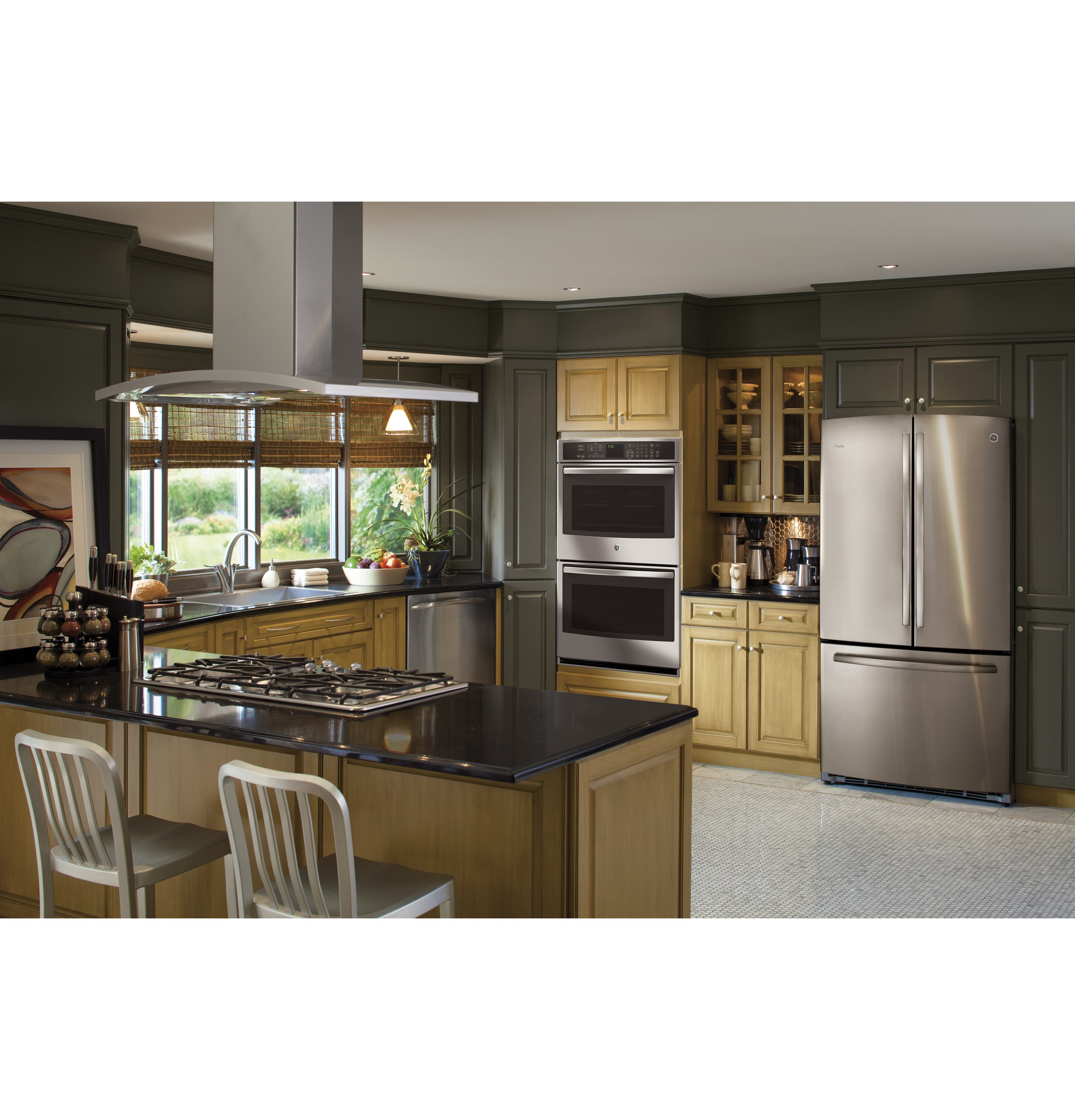 GE Profile 36" Island-Mount Chimney Hood