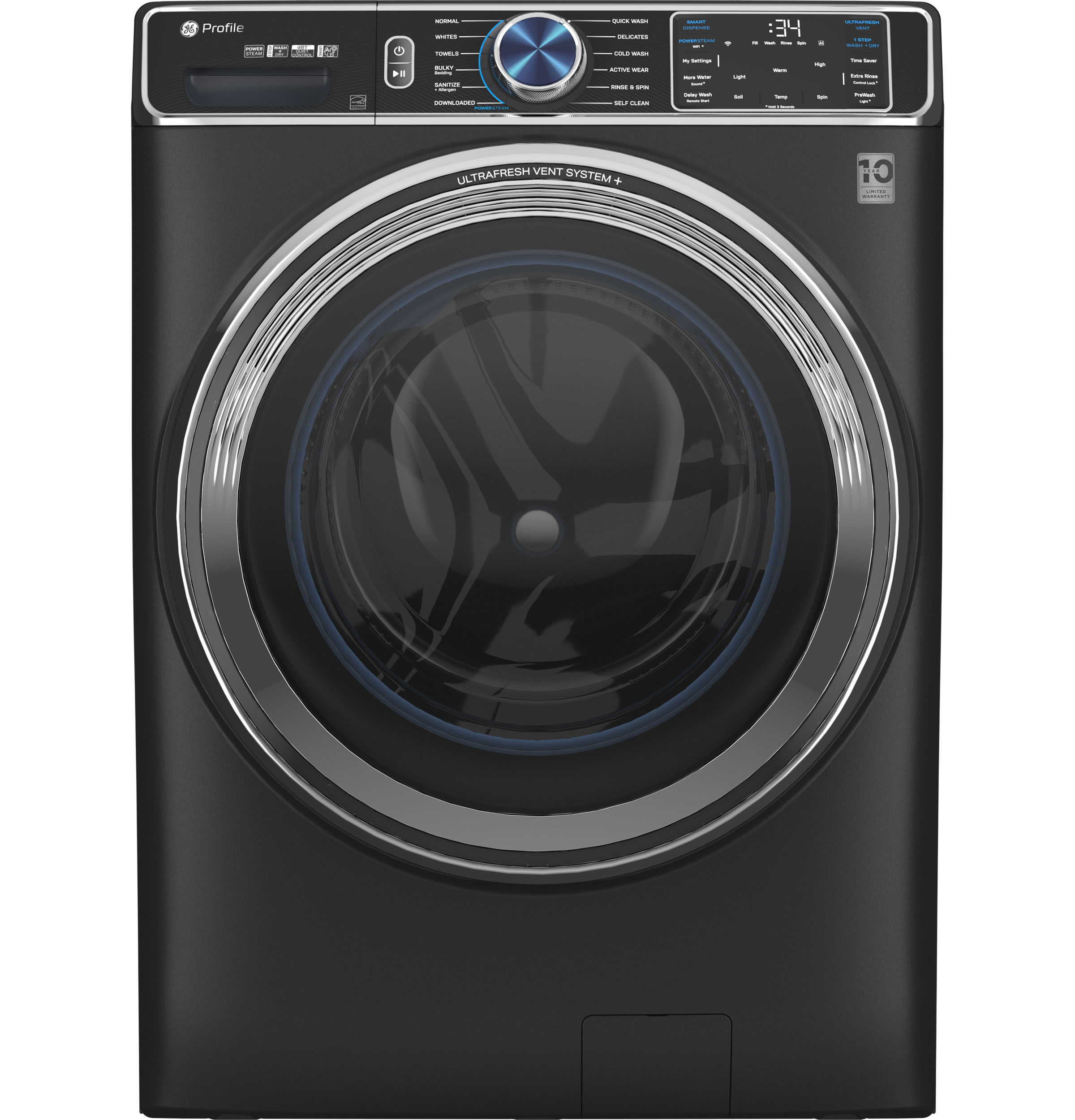 GE Profile GE Profile™ 5.3 cu. ft. Capacity Smart Front Load ENERGY STAR® Steam Washer with Adaptive SmartDispense™ UltraFresh Vent System Plus™